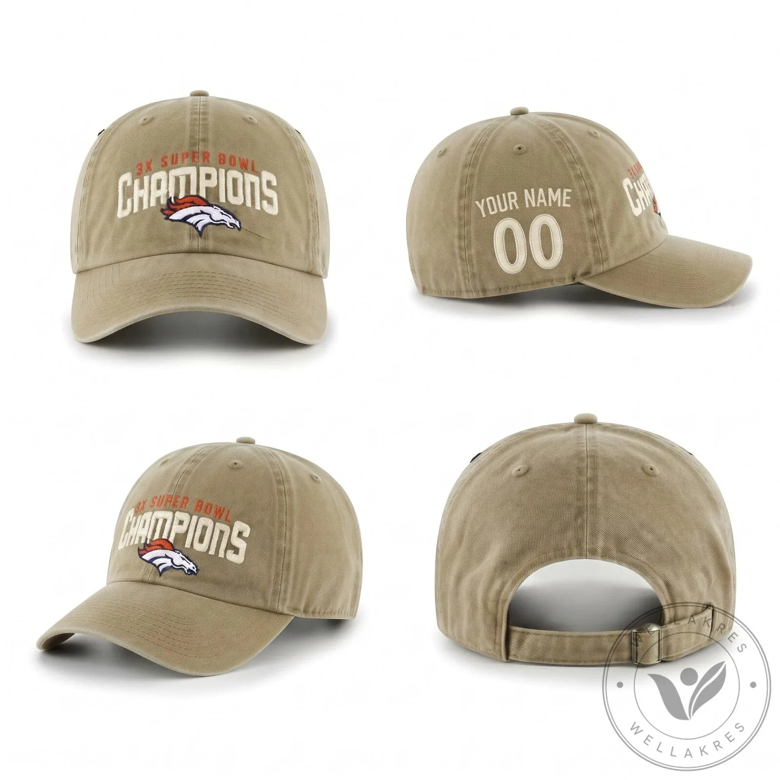 Denver Broncos Super Bowl Champions Custom Embroidered Washed Cap Hat 11 Denver Broncos Super Bowl Champions Custom Embroidered Washed Cap Hat