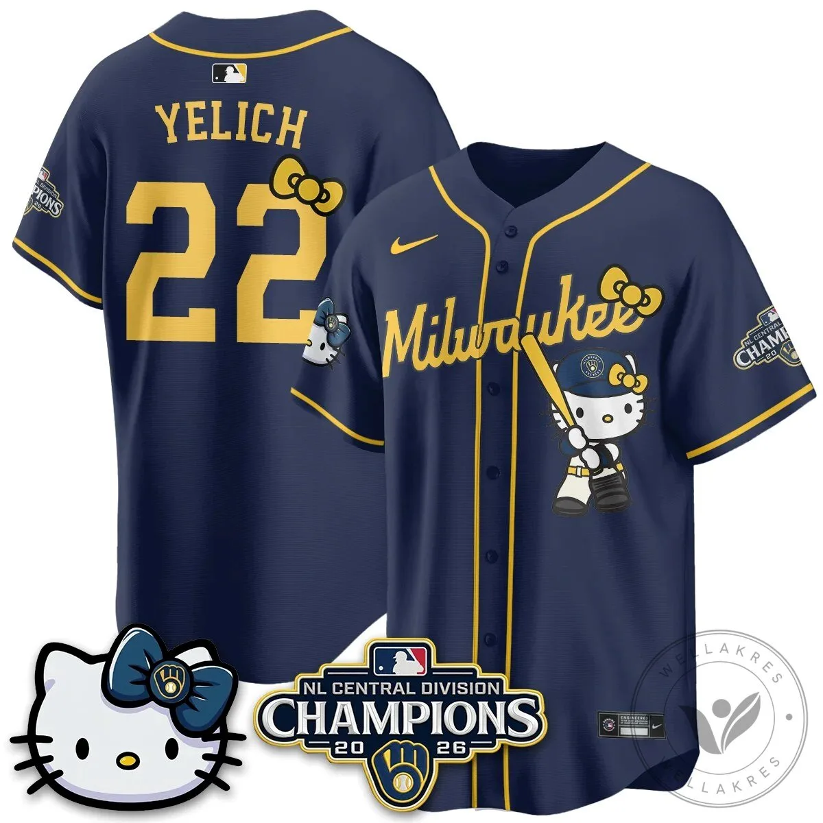 Milwaukee Brewers Hello Kitty Christian Yelich Baseball Jersey