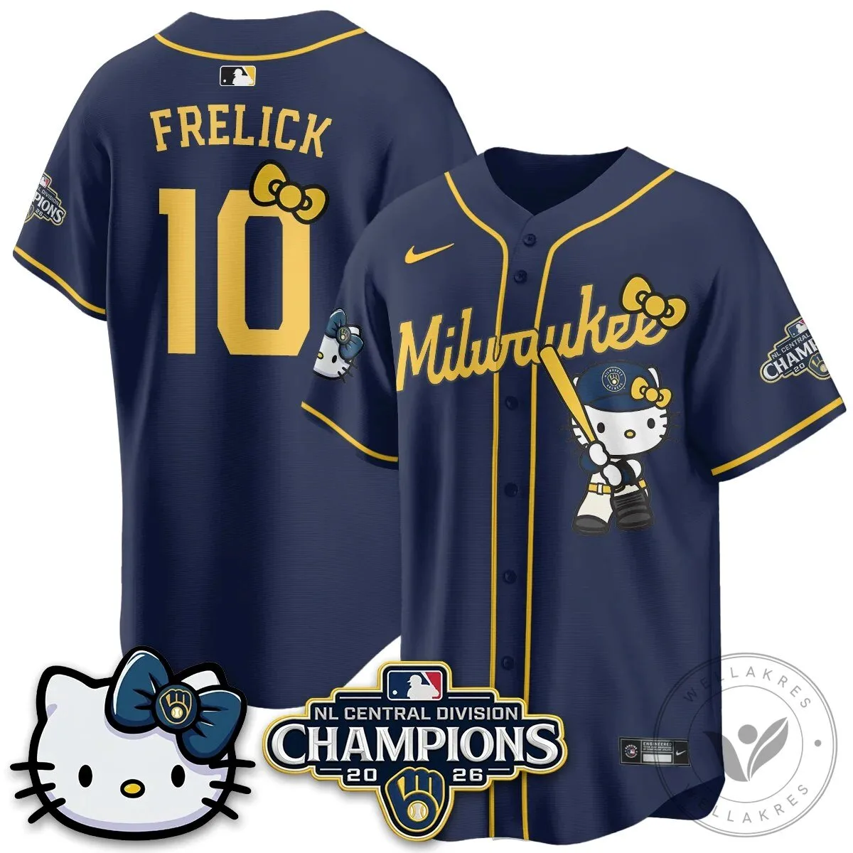 Milwaukee Brewers Hello Kitty Christian Yelich Baseball Jersey 50 Milwaukee Brewers Hello Kitty Christian Yelich Baseball Jersey