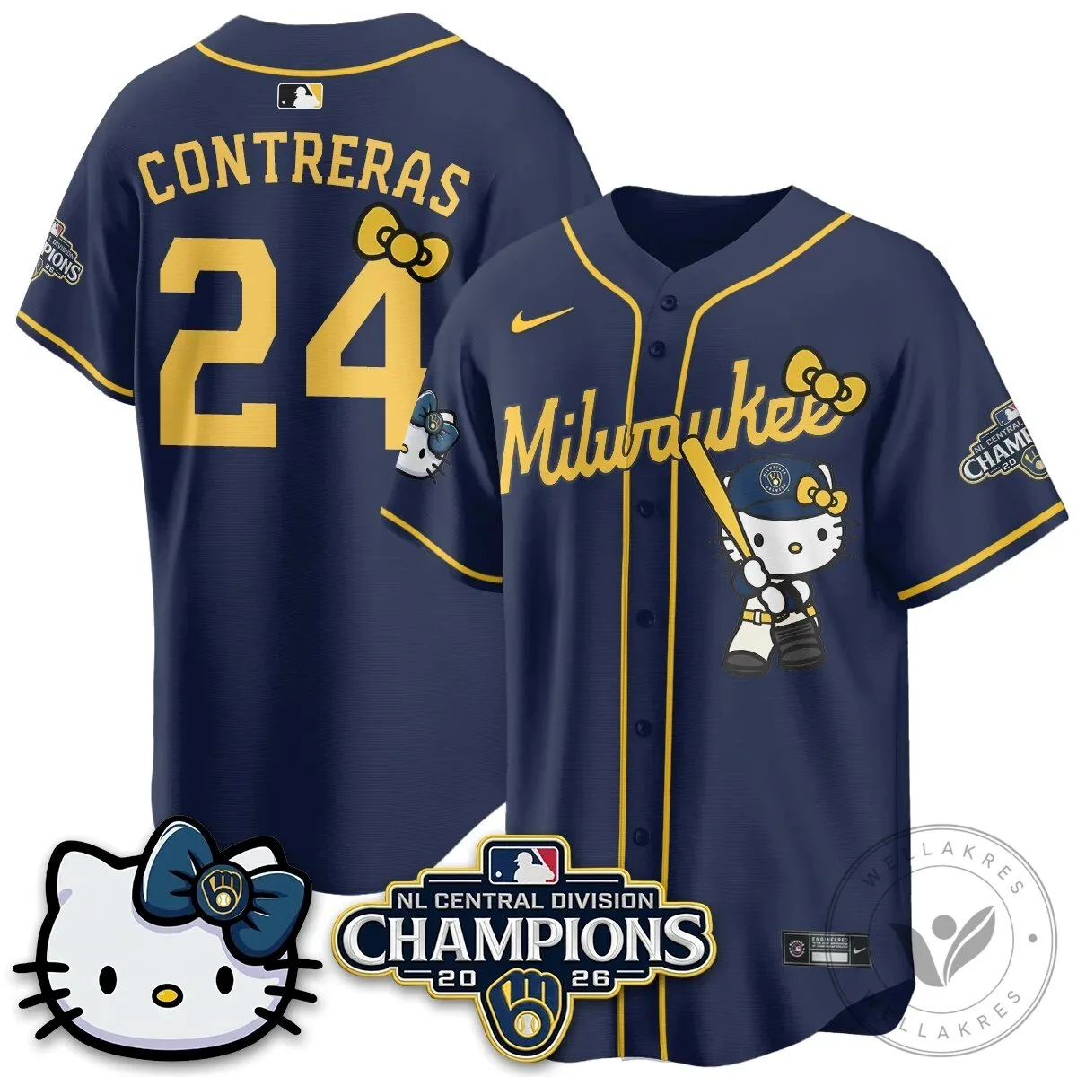 Milwaukee Brewers Hello Kitty Christian Yelich Baseball Jersey 51 Milwaukee Brewers Hello Kitty Christian Yelich Baseball Jersey