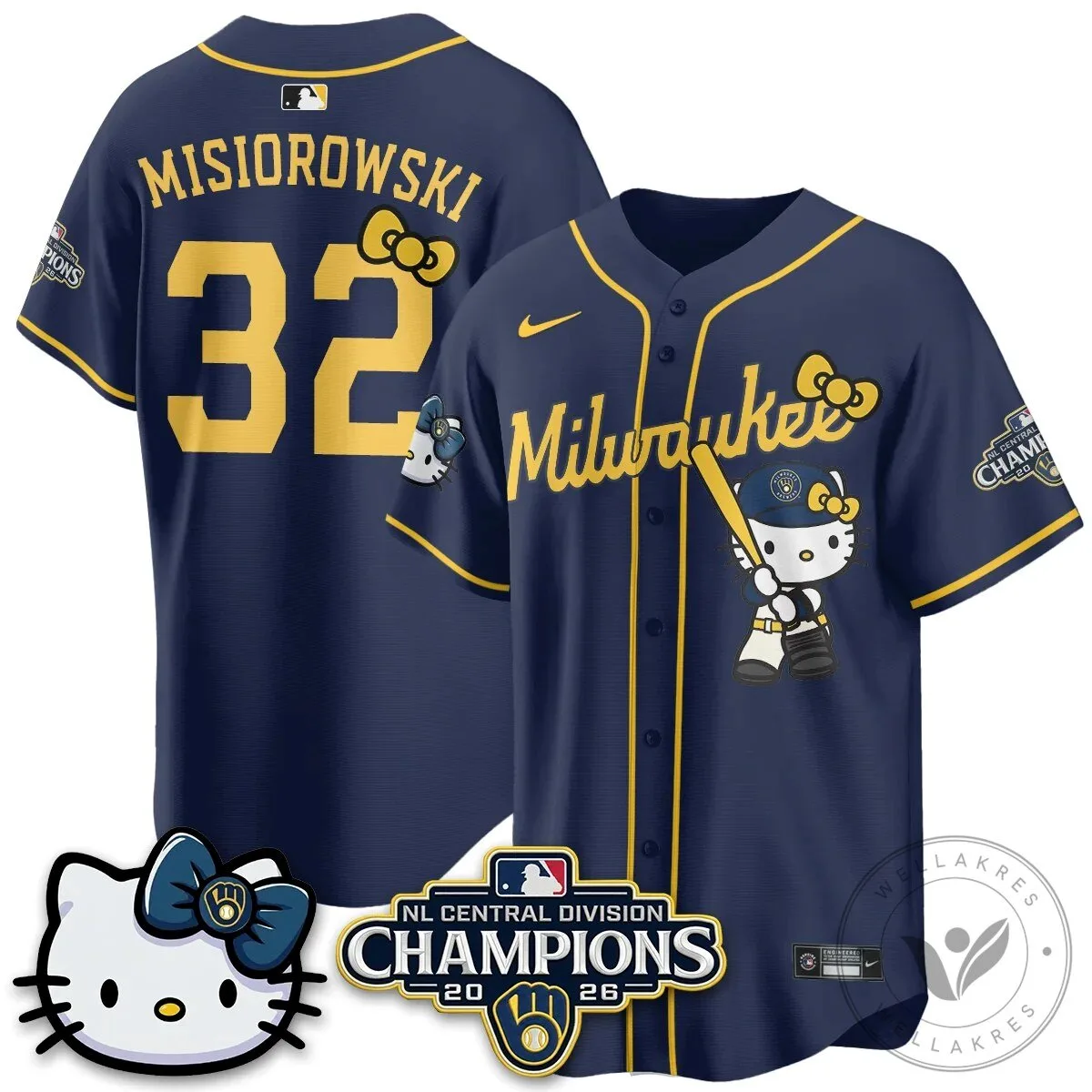 Milwaukee Brewers Hello Kitty Christian Yelich Baseball Jersey 54 Milwaukee Brewers Hello Kitty Christian Yelich Baseball Jersey