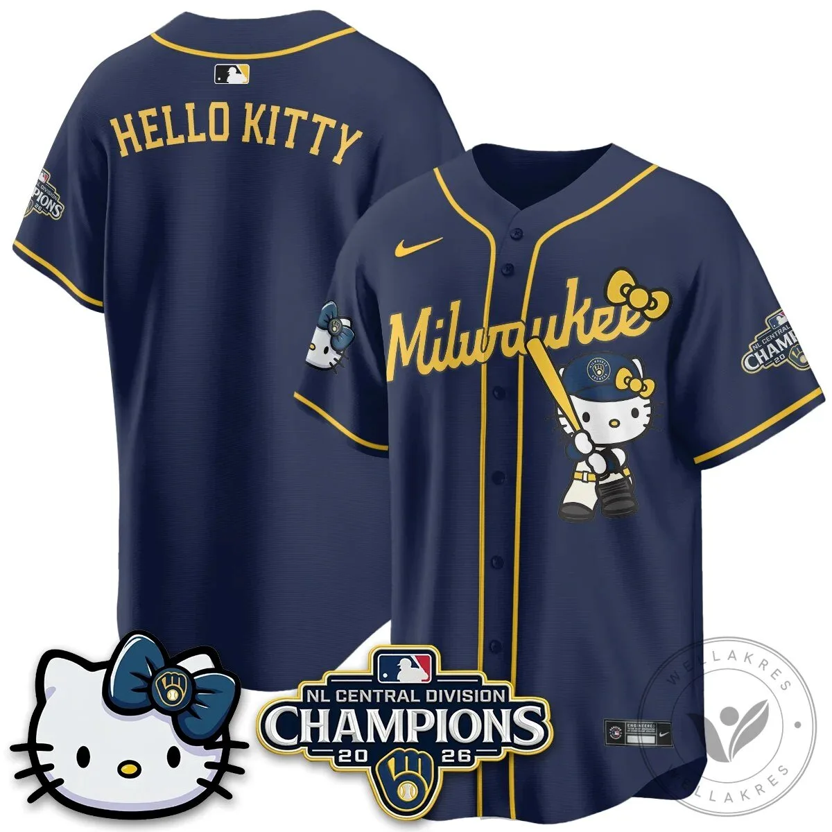 Milwaukee Brewers Hello Kitty Christian Yelich Baseball Jersey 57 Milwaukee Brewers Hello Kitty Christian Yelich Baseball Jersey