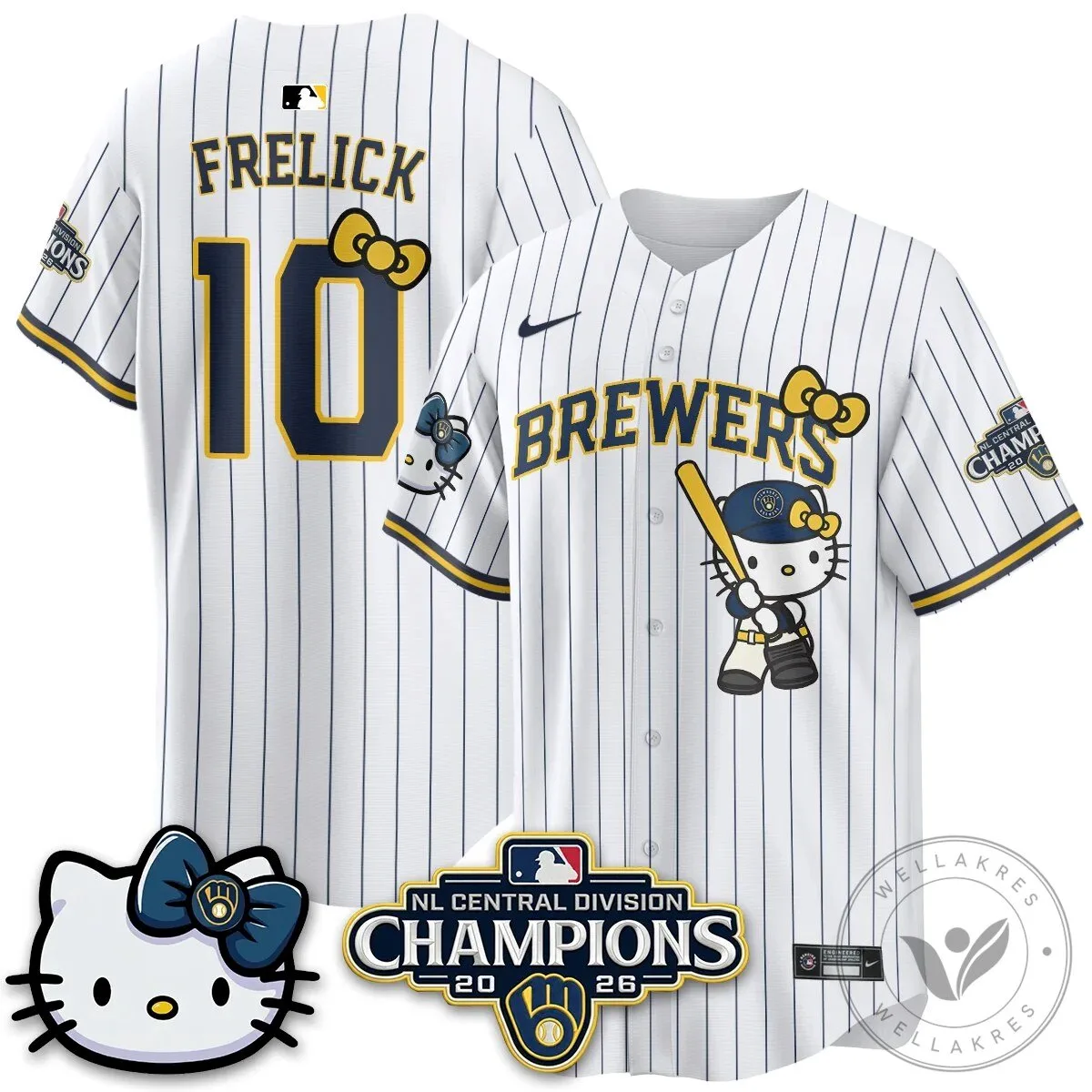 Milwaukee Brewers Hello Kitty Christian Yelich Baseball Jersey 68 Milwaukee Brewers Hello Kitty Christian Yelich Baseball Jersey