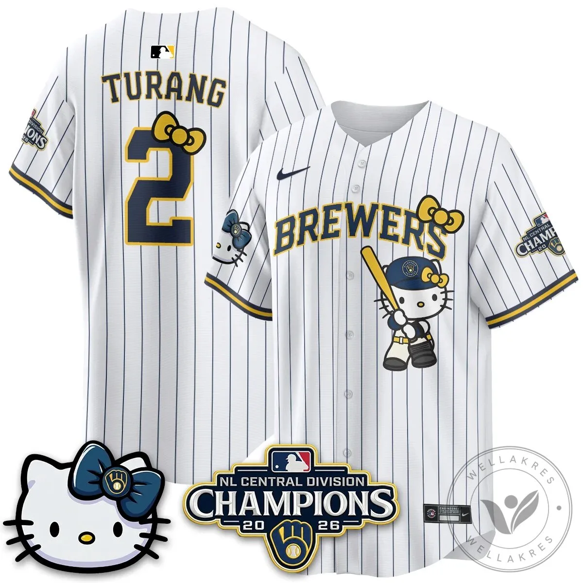 Milwaukee Brewers Hello Kitty Christian Yelich Baseball Jersey 70 Milwaukee Brewers Hello Kitty Christian Yelich Baseball Jersey