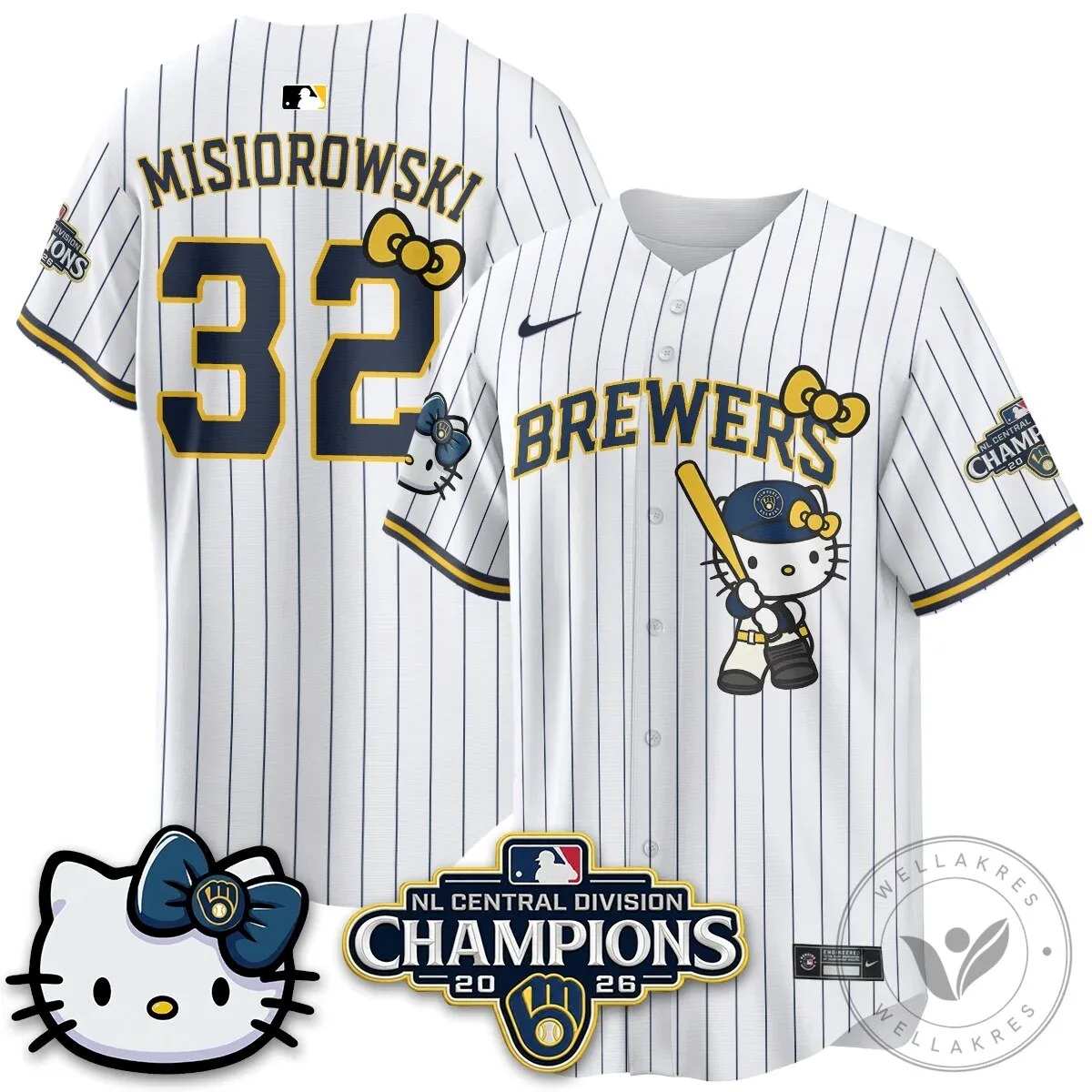 Milwaukee Brewers Hello Kitty Christian Yelich Baseball Jersey 72 Milwaukee Brewers Hello Kitty Christian Yelich Baseball Jersey