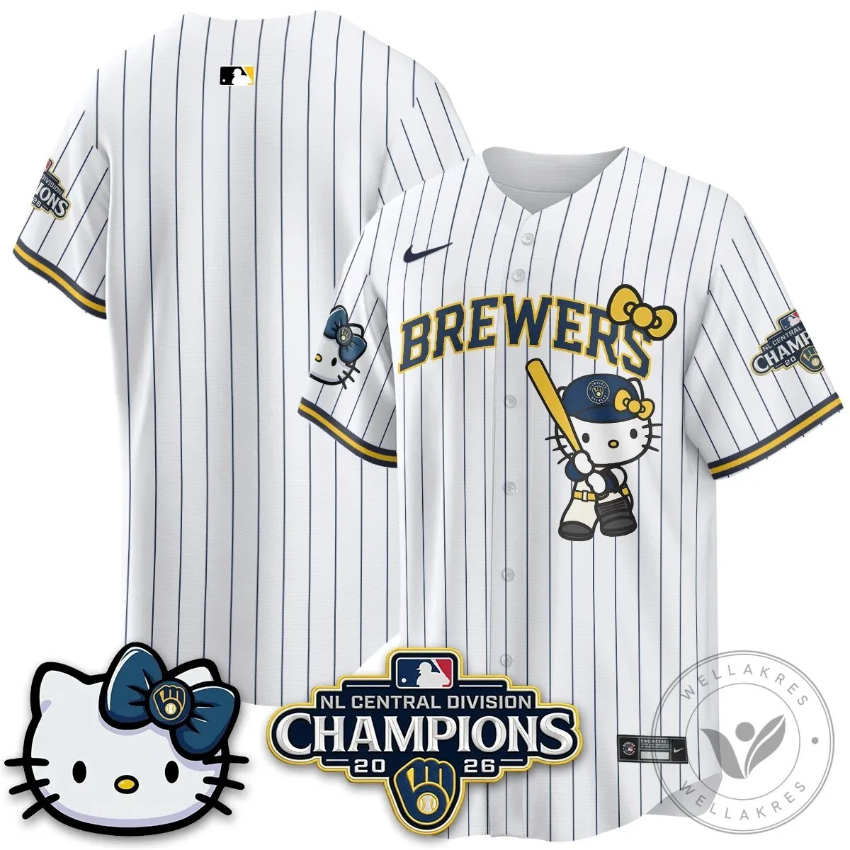 Milwaukee Brewers Hello Kitty Christian Yelich Baseball Jersey 73 Milwaukee Brewers Hello Kitty Christian Yelich Baseball Jersey