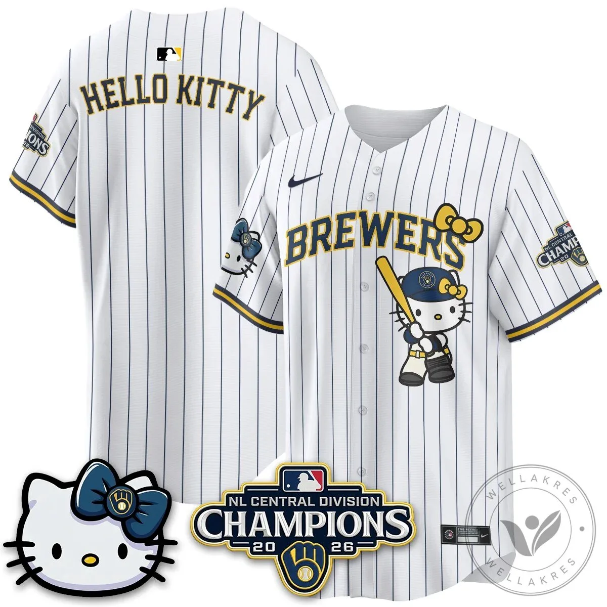 Milwaukee Brewers Hello Kitty Christian Yelich Baseball Jersey 75 Milwaukee Brewers Hello Kitty Christian Yelich Baseball Jersey
