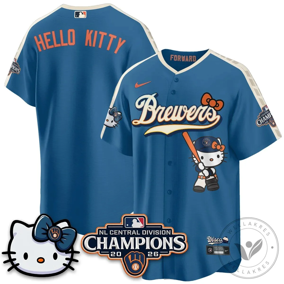 Milwaukee Brewers Hello Kitty Christian Yelich Baseball Jersey 84 Milwaukee Brewers Hello Kitty Christian Yelich Baseball Jersey