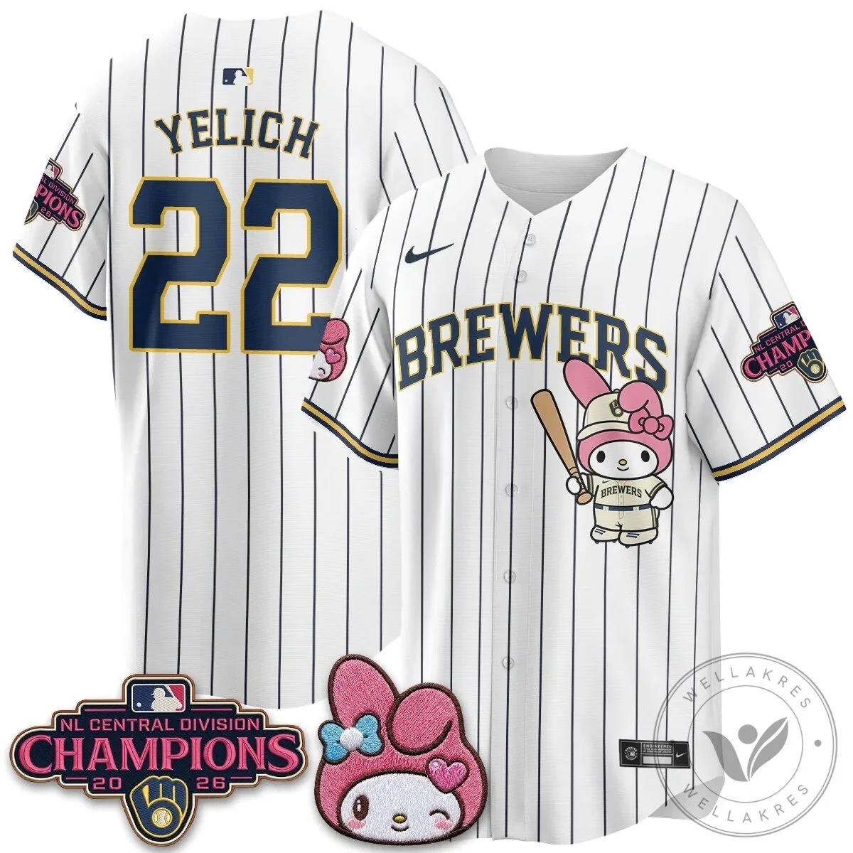 Milwaukee Brewers NL Central Champions My Melody Baseball Jersey