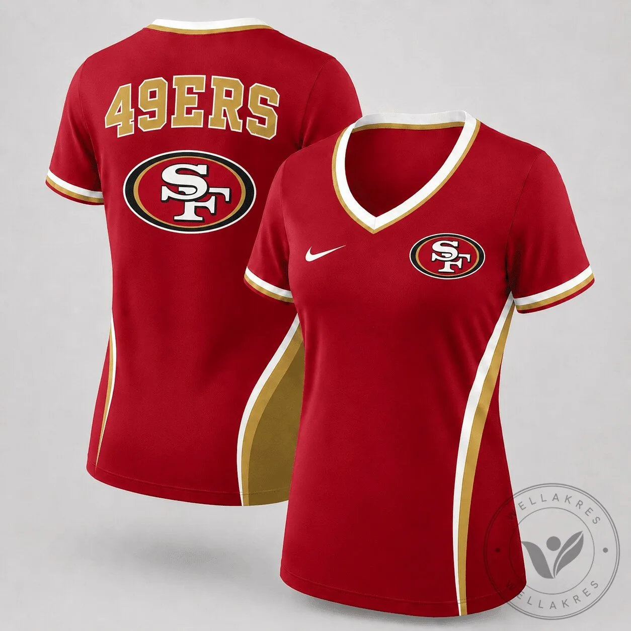 San Francisco 49ers Women's Red Performance V-Neck Short Sleeve T-Shirt