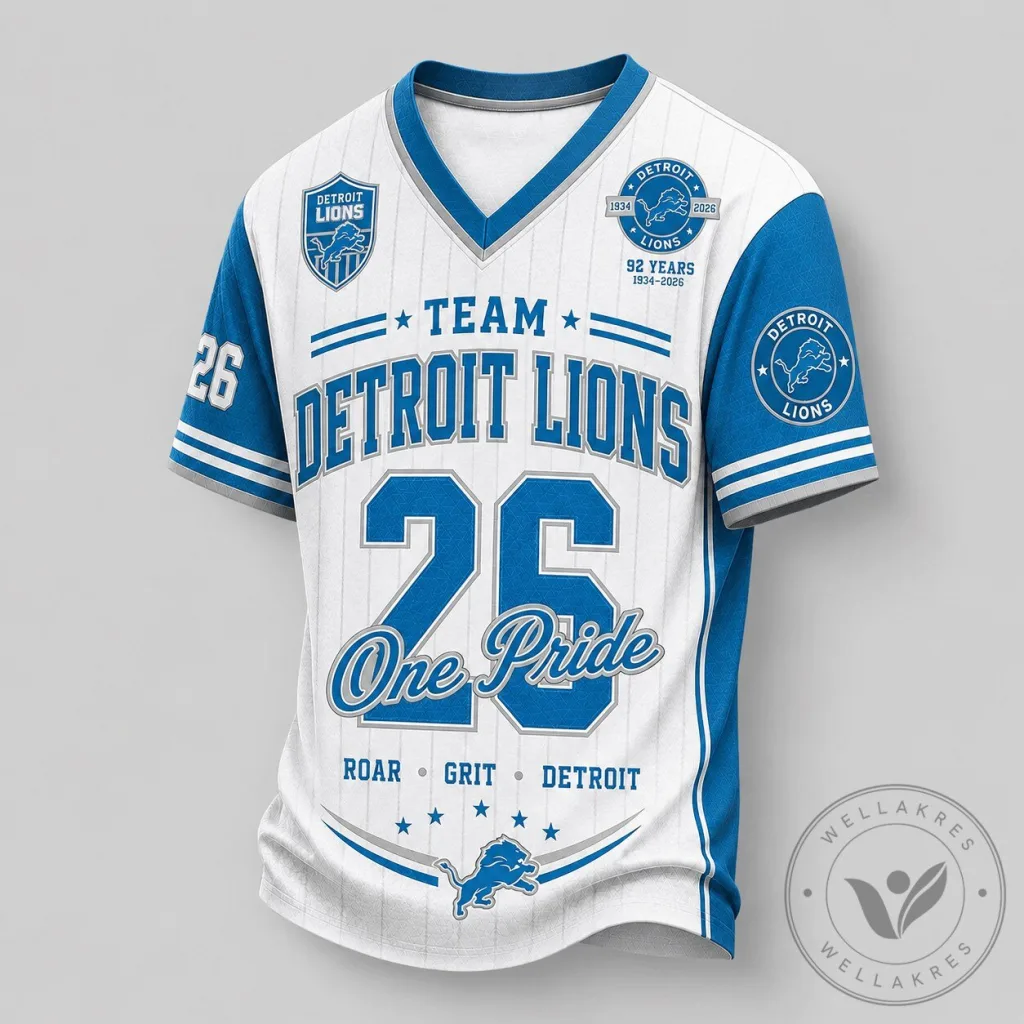 Detroit Lions Legacy Pride V-Neck Baseball Jersey Detroit Lions Legacy Pride V-Neck Baseball Jersey