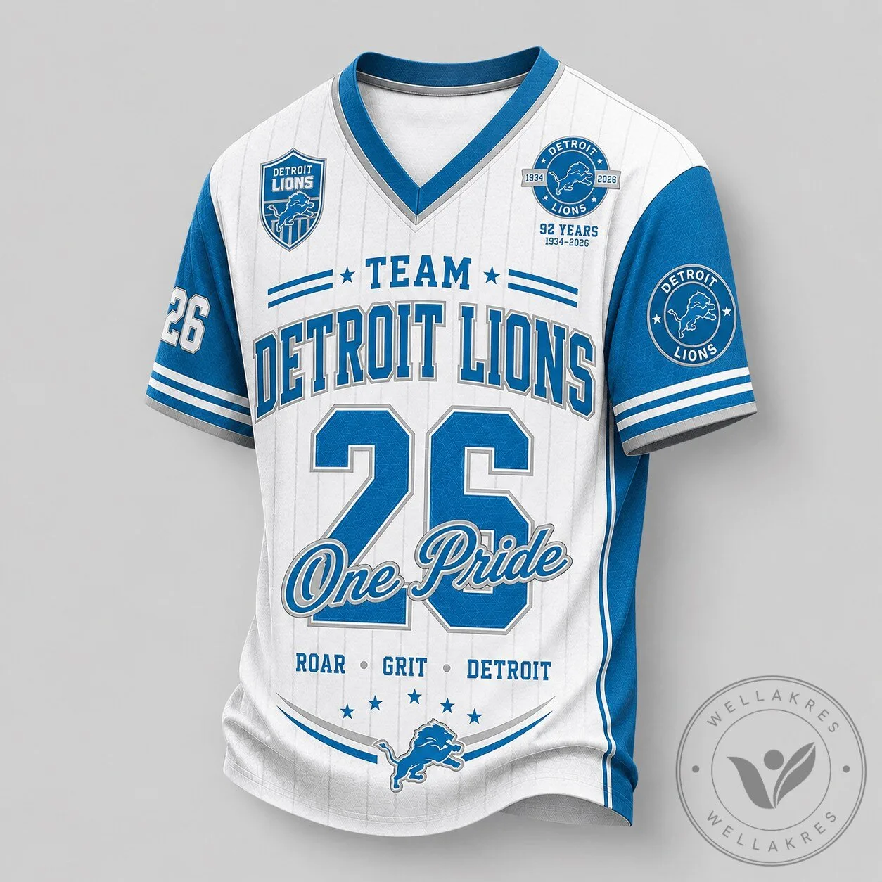 Detroit Lions Legacy Pride V-Neck Baseball Jersey