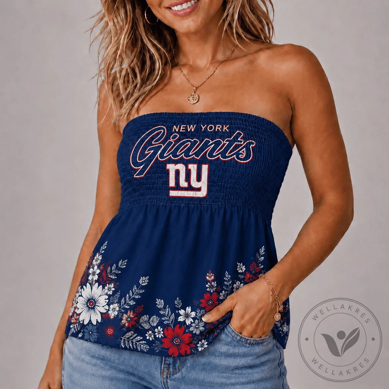 New York Giants Floral Strapless Tube Top for Women
