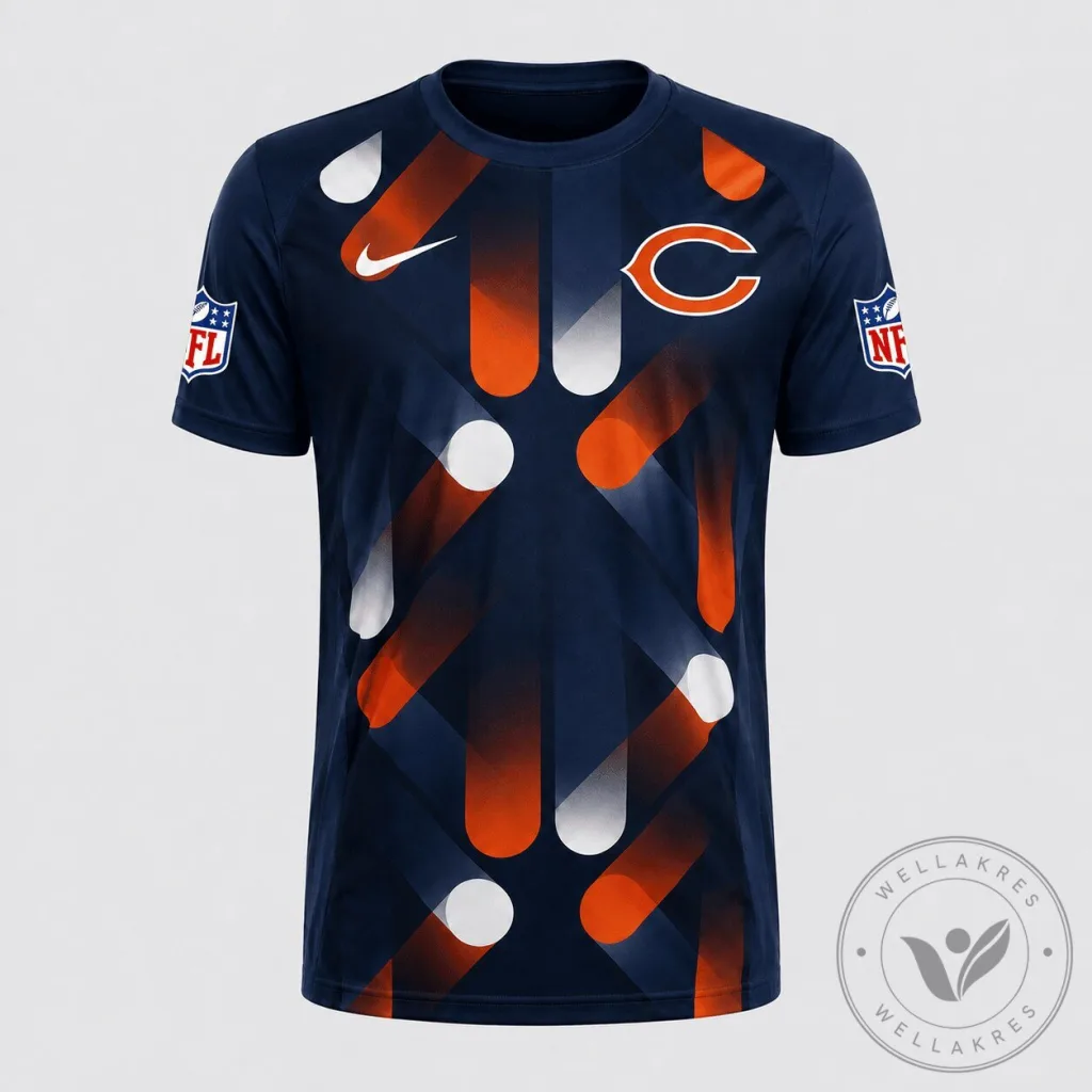 Chicago Bears Performance T-Shirt with NFL Logo and Abstract Design 1 Chicago Bears Performance T-Shirt with NFL Logo and Abstract Design