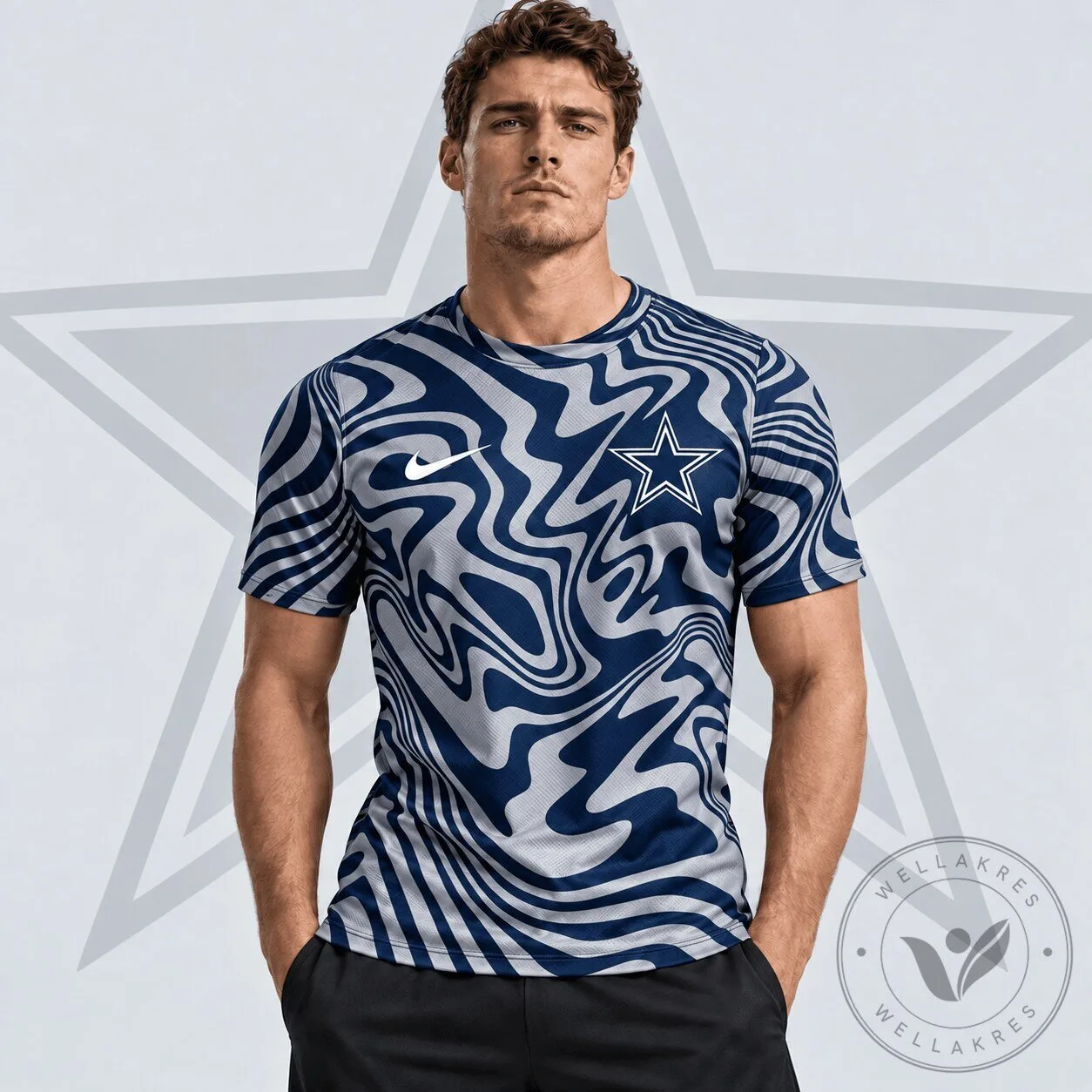 Dallas Cowboys Nike Abstract Wave All Over Print T-Shirt