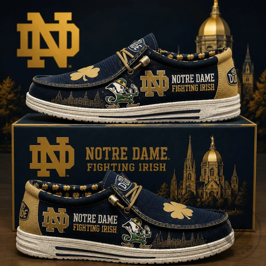 Notre Dame Fighting Irish Lucky Clover Gold Logo Loafer Shoes Notre Dame Fighting Irish Lucky Clover Gold Logo Loafer Shoes