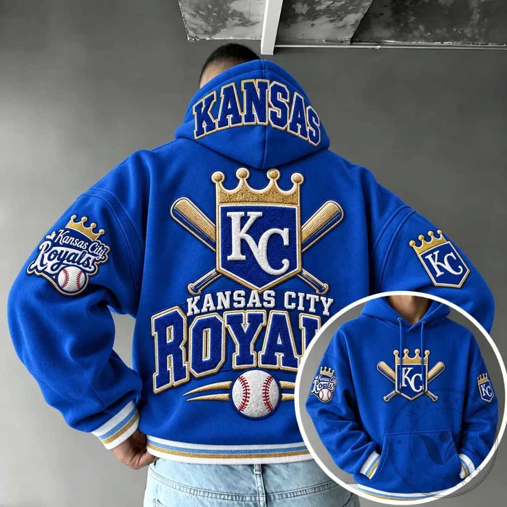 Embroidered Royal Blue Hoodie for Kansas City Royals Baseball Team Embroidered Royal Blue Hoodie for Kansas City Royals Baseball Team