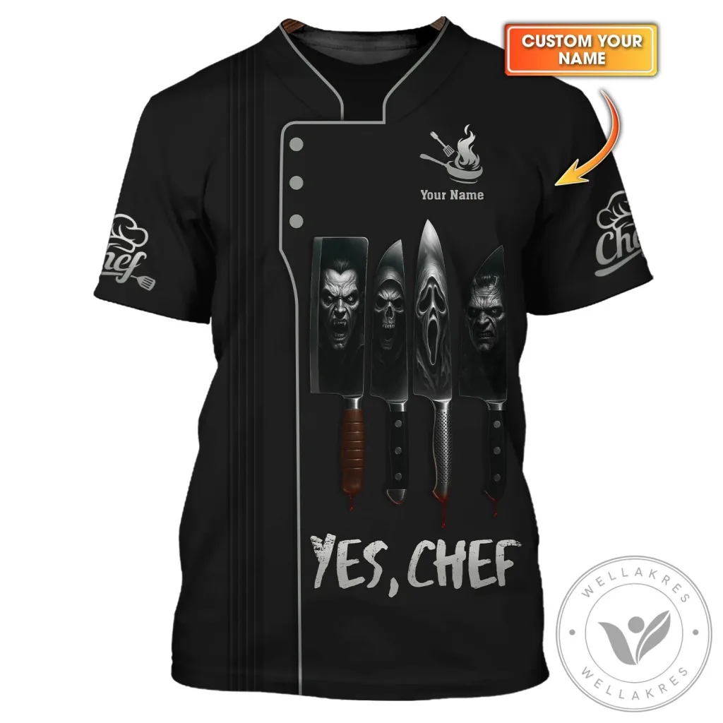 Yes Chef Halloween Lover Shirt, Scary Knife Chef Horror Uniform T-Shirt Yes Chef Halloween Lover Shirt, Scary Knife Chef Horror Uniform T-Shirt