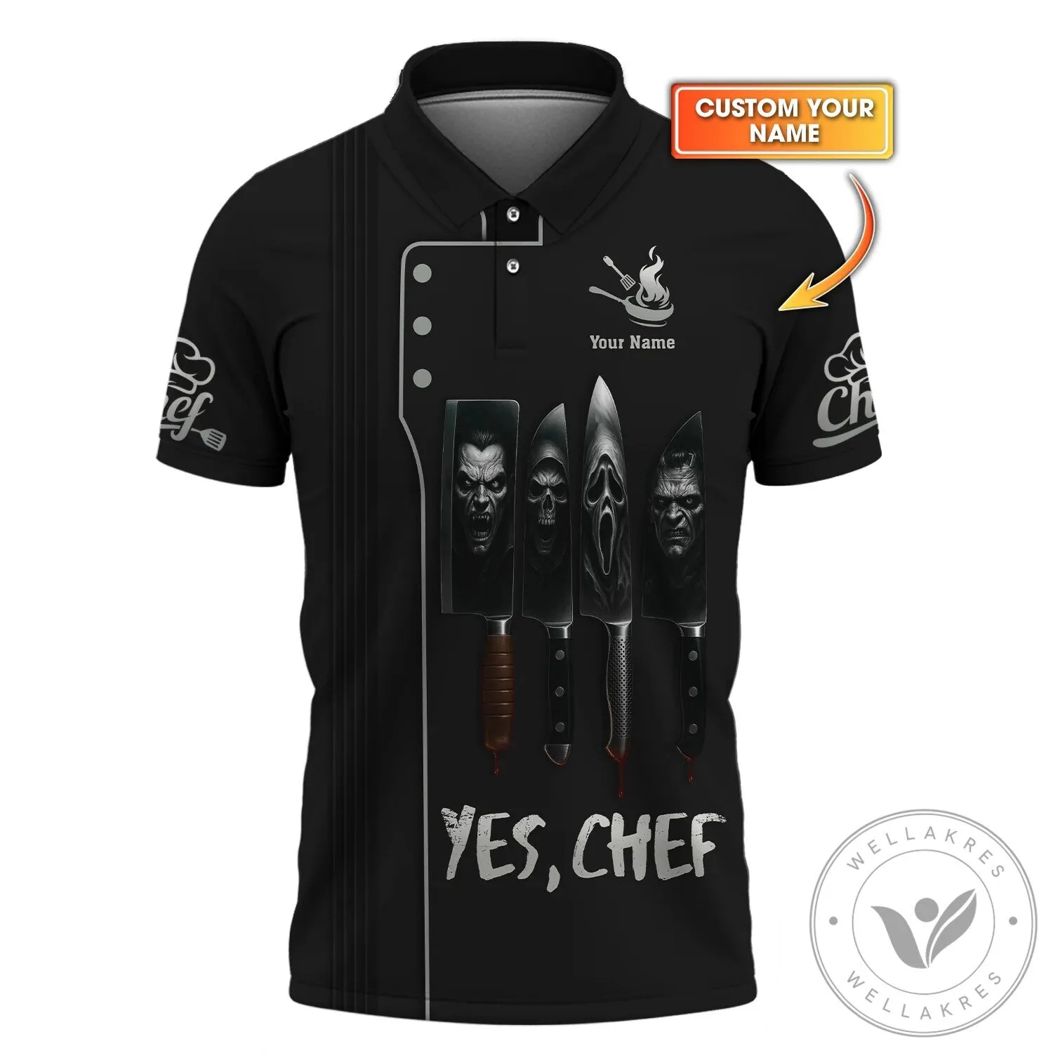 Yes Chef Halloween Lover Shirt, Scary Knife Chef Horror Uniform T-Shirt 14 Yes Chef Halloween Lover Shirt, Scary Knife Chef Horror Uniform T-Shirt
