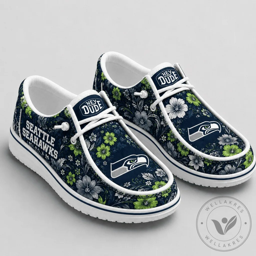 Floral Pattern Loafer Shoes in Seattle Seahawks NFL Team Colors Floral Pattern Loafer Shoes in Seattle Seahawks NFL Team Colors