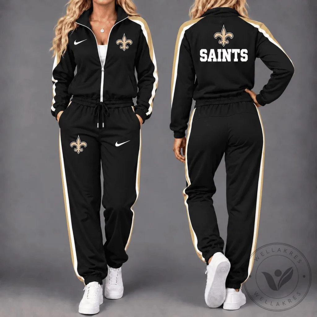 Black and Gold Tracksuit Set for Fans of the New Orleans Saints Football Team Black and Gold Tracksuit Set for Fans of the New Orleans Saints Football Team