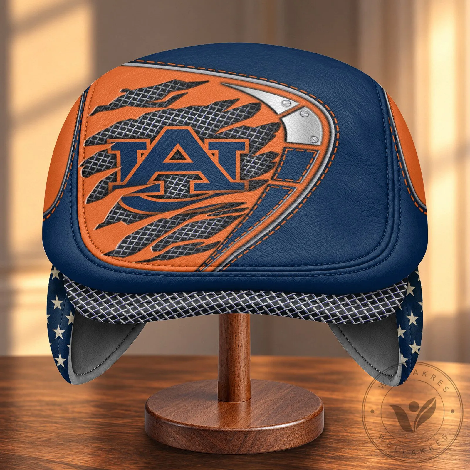 NCAA Flat Cap with Foldable Ear Flaps for Auburn Tigers 11 NCAA Flat Cap with Foldable Ear Flaps for Auburn Tigers