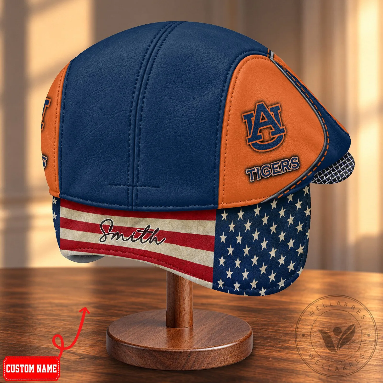 NCAA Flat Cap with Foldable Ear Flaps for Auburn Tigers 12 NCAA Flat Cap with Foldable Ear Flaps for Auburn Tigers