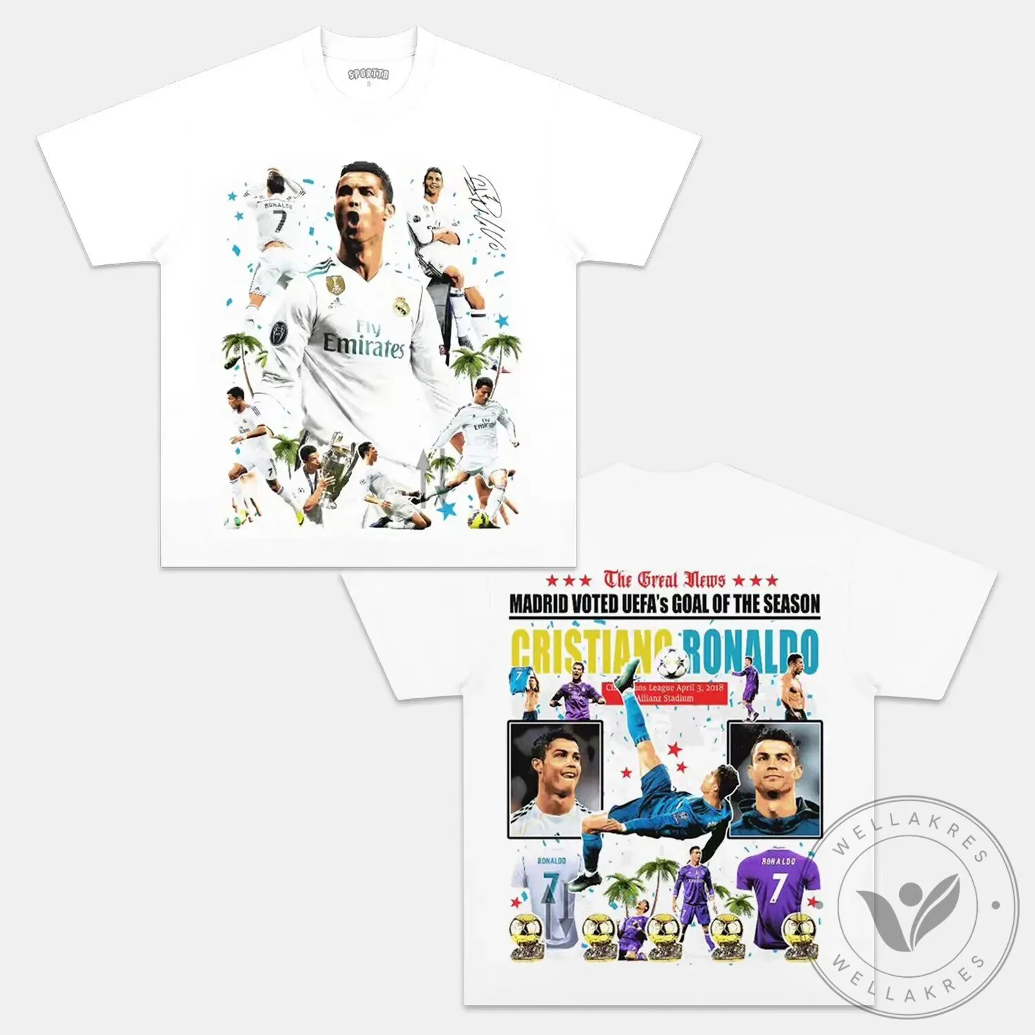 Real Madrid Football Legend T-Shirt Featuring Cristiano Ronaldo Graphic