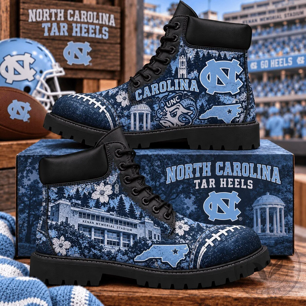North Carolina Tar Heels Football Team High-Top Boots