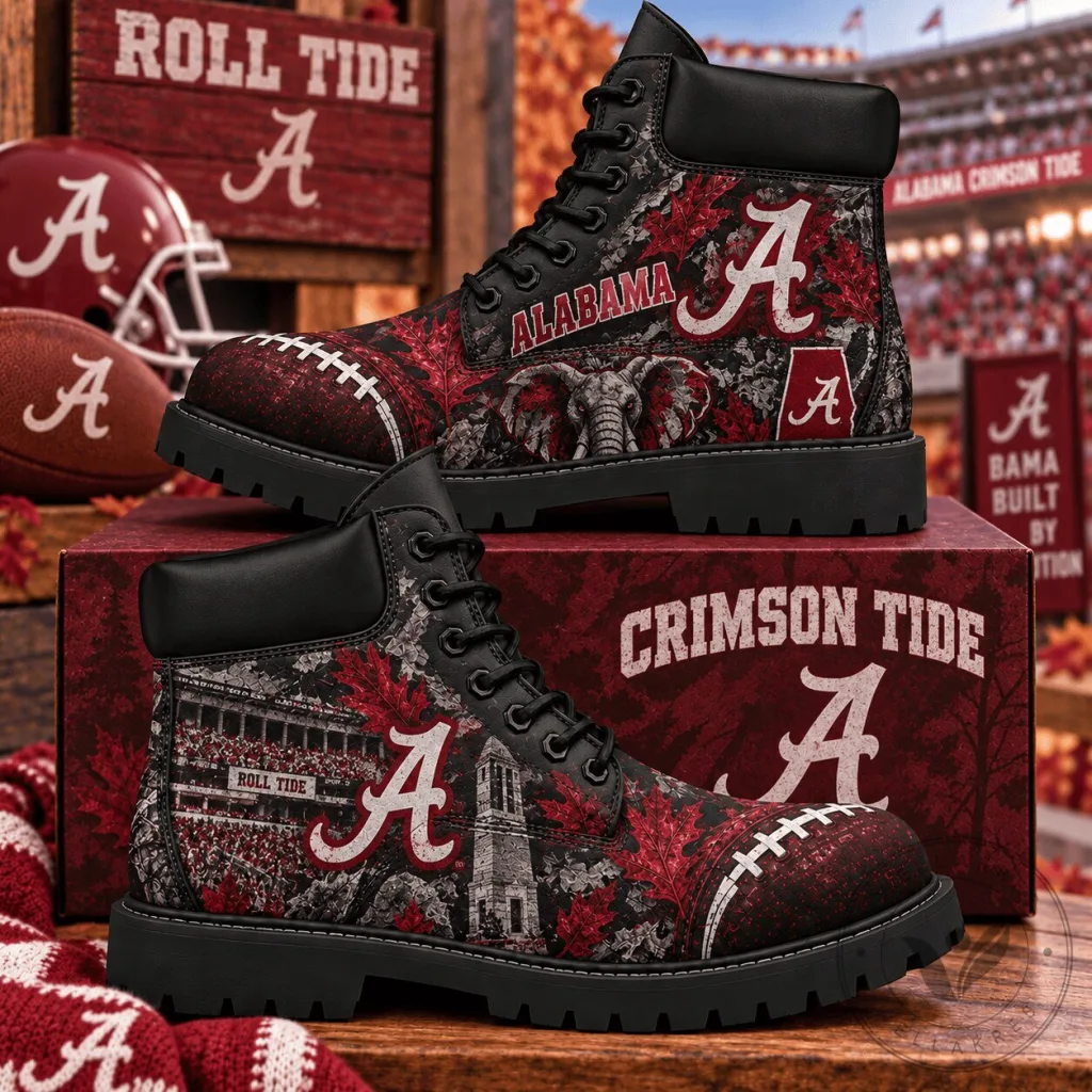 Alabama Crimson Tide Football Team Fan High Top Boots Alabama Crimson Tide Football Team Fan High Top Boots