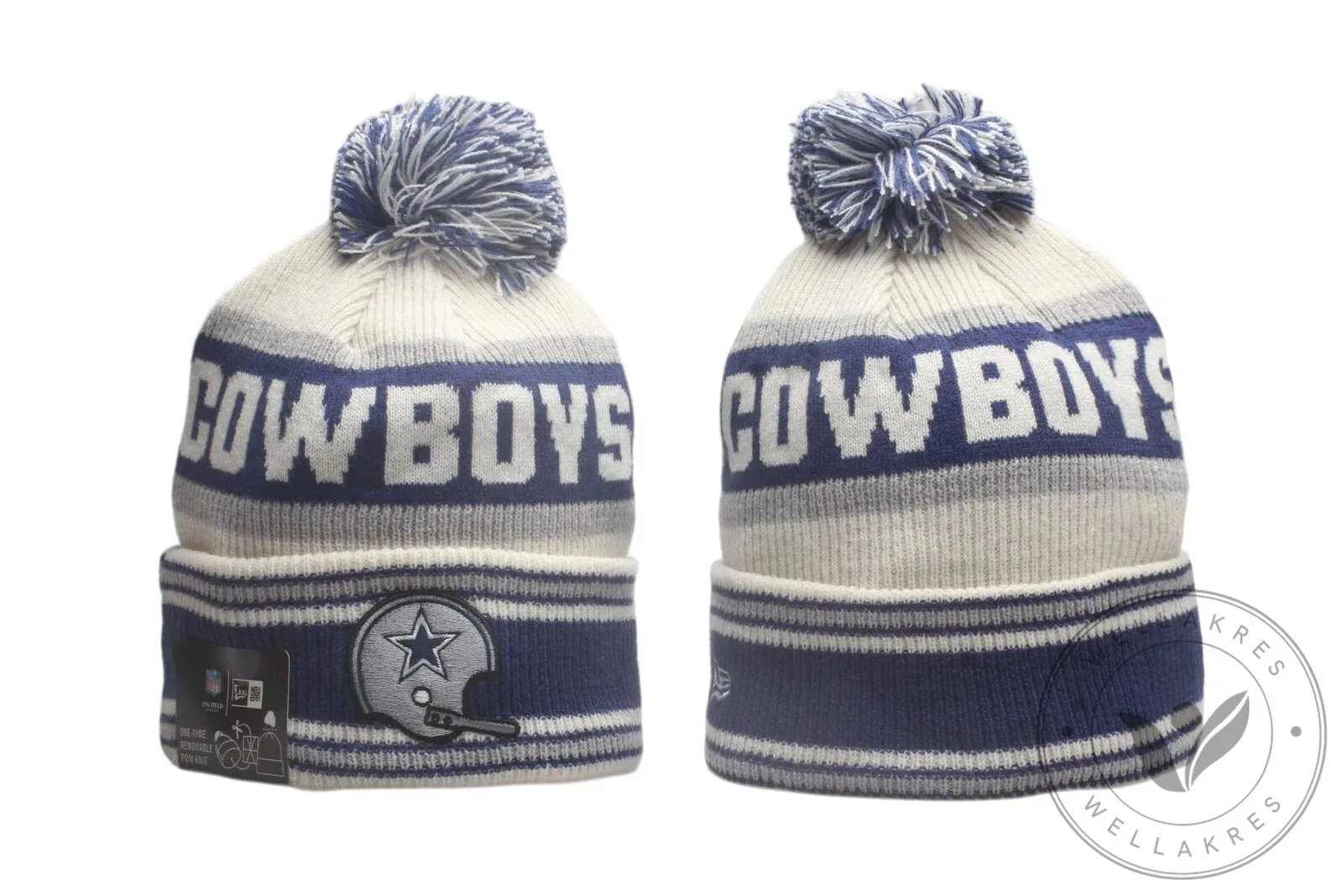 Dallas Cowboys Knit Beanie Hat with Pom Pom and Embroidered Logo
