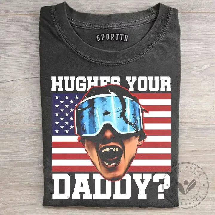 Jack Hughes Hughes Your Daddy Funny American Flag T-Shirt