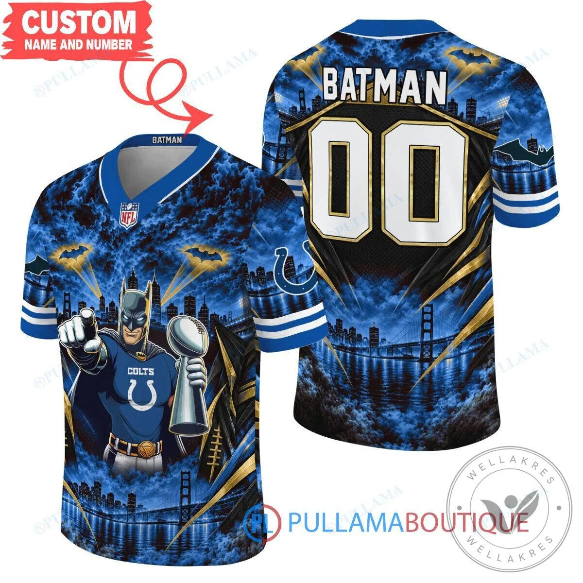Indianapolis Colts Batman Super Bowl Trophy Football Jersey