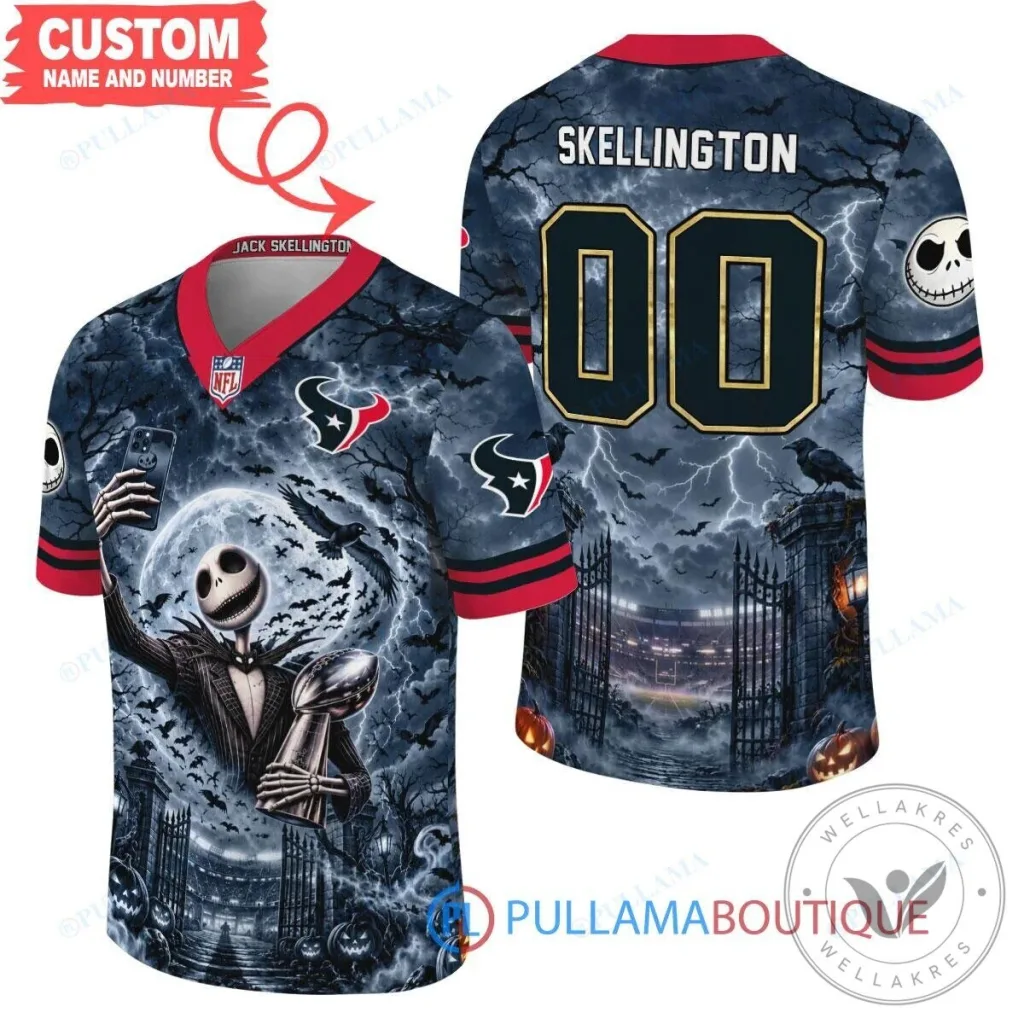 Houston Texans Jack Skellington Nightmare Before Christmas Football Jersey Houston Texans Jack Skellington Nightmare Before Christmas Football Jersey