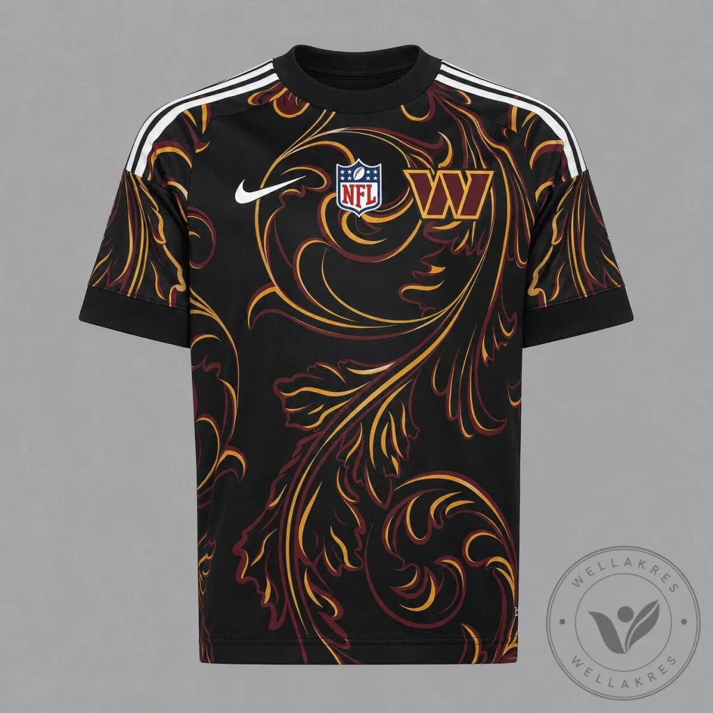 Washington Commanders NFL Football Team Black Swirl Pattern Sports Jersey Washington Commanders NFL Football Team Black Swirl Pattern Sports Jersey