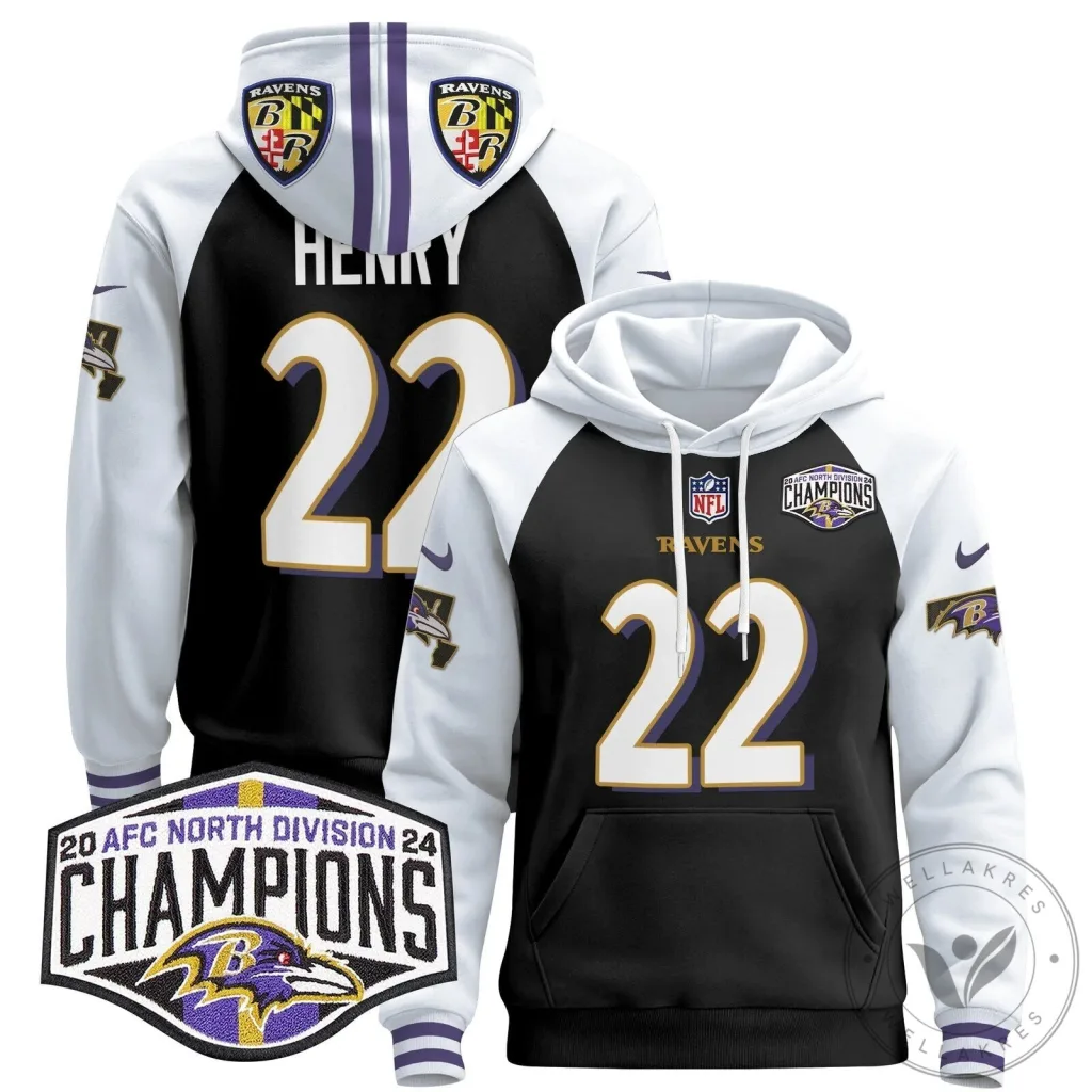 Baltimore Ravens 2024 AFC North Division Champions Henry 22 Hoodie Baltimore Ravens 2024 AFC North Division Champions Henry 22 Hoodie