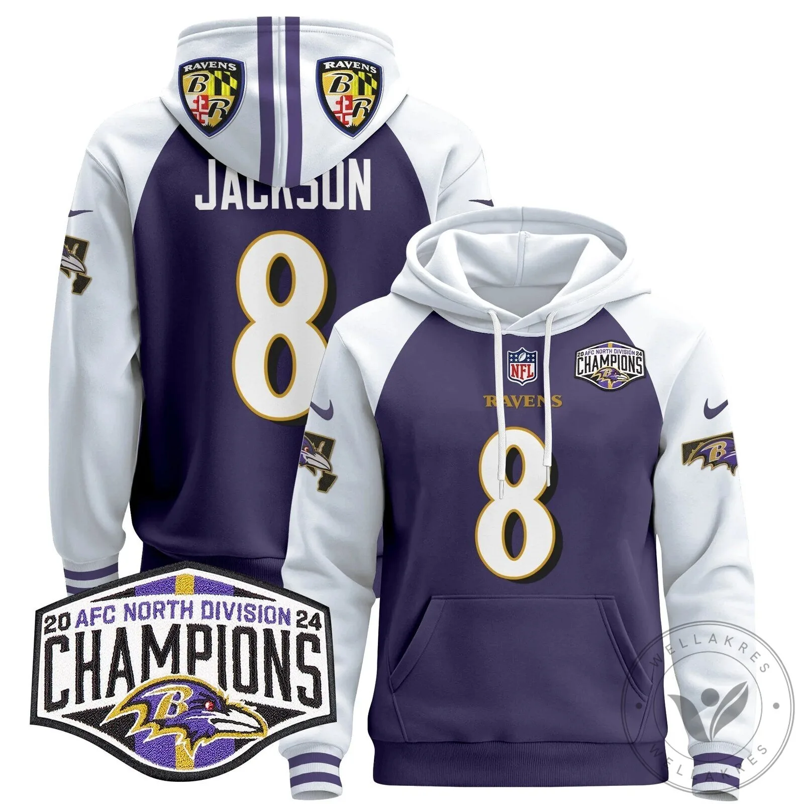 Baltimore Ravens 2024 AFC North Division Champions Henry 22 Hoodie 57 Baltimore Ravens 2024 AFC North Division Champions Henry 22 Hoodie