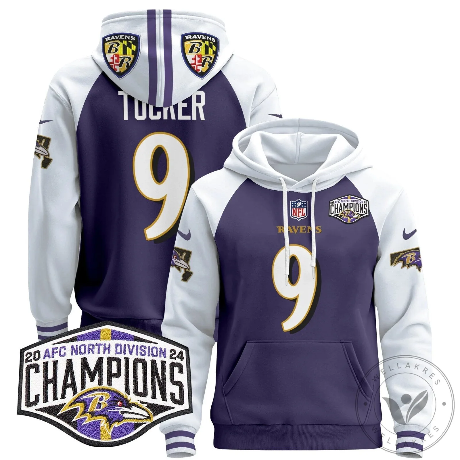 Baltimore Ravens 2024 AFC North Division Champions Henry 22 Hoodie 58 Baltimore Ravens 2024 AFC North Division Champions Henry 22 Hoodie