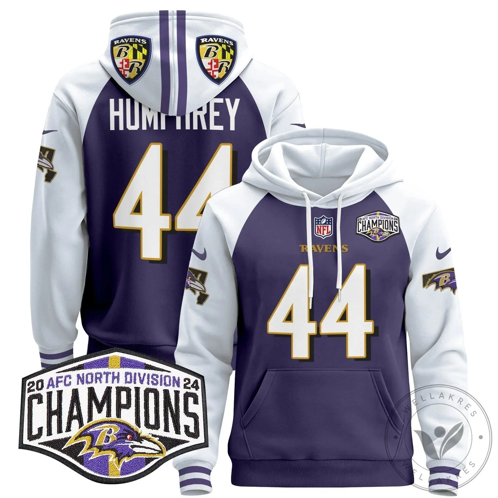 Baltimore Ravens 2024 AFC North Division Champions Henry 22 Hoodie 60 Baltimore Ravens 2024 AFC North Division Champions Henry 22 Hoodie
