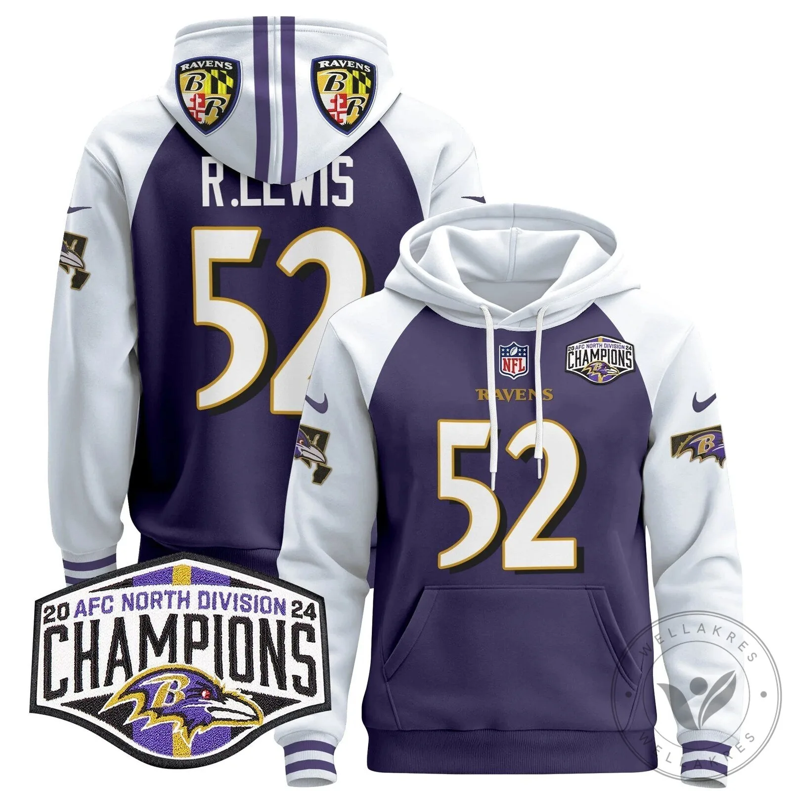 Baltimore Ravens 2024 AFC North Division Champions Henry 22 Hoodie 61 Baltimore Ravens 2024 AFC North Division Champions Henry 22 Hoodie
