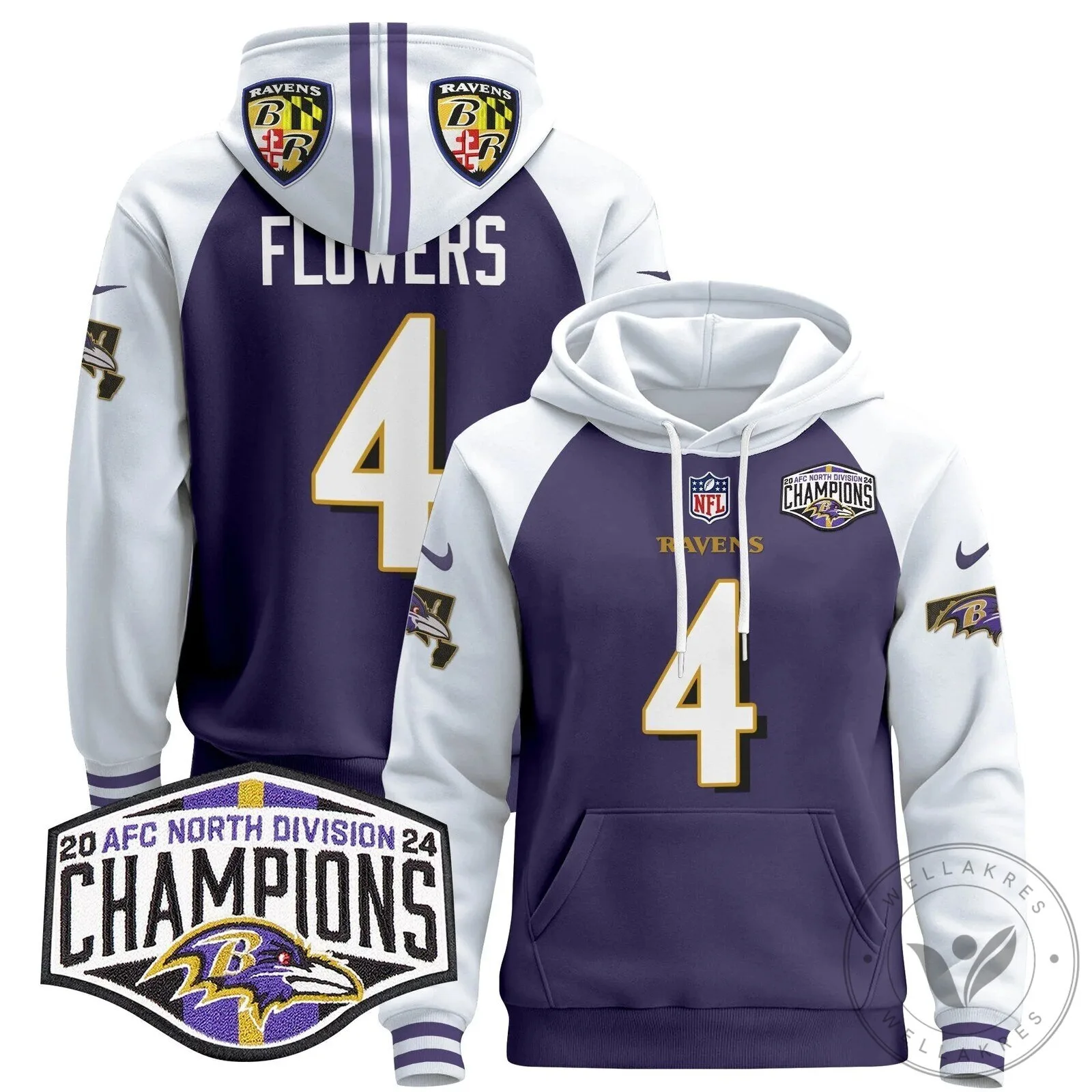 Baltimore Ravens 2024 AFC North Division Champions Henry 22 Hoodie 62 Baltimore Ravens 2024 AFC North Division Champions Henry 22 Hoodie