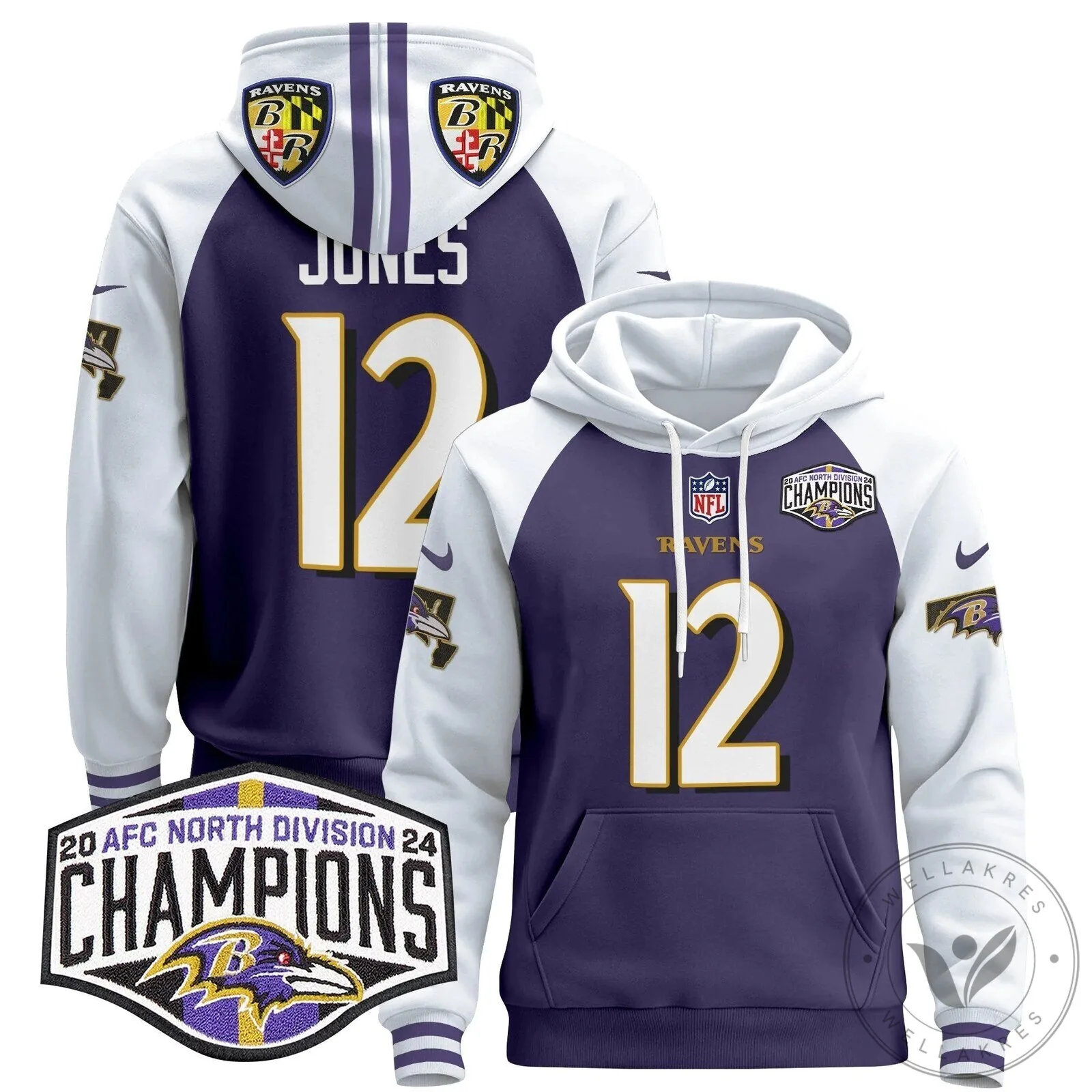 Baltimore Ravens 2024 AFC North Division Champions Henry 22 Hoodie 63 Baltimore Ravens 2024 AFC North Division Champions Henry 22 Hoodie