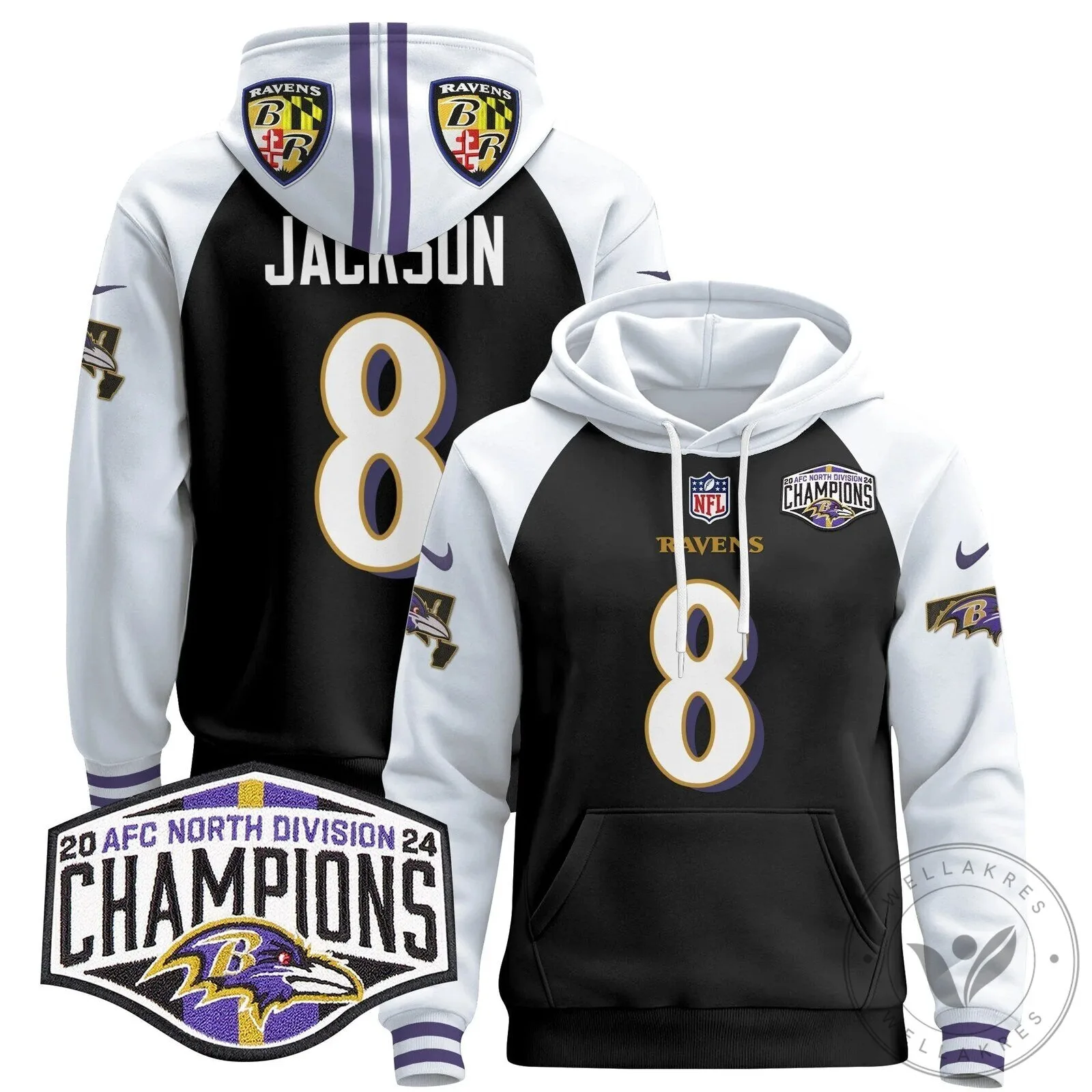 Baltimore Ravens 2024 AFC North Division Champions Henry 22 Hoodie 65 Baltimore Ravens 2024 AFC North Division Champions Henry 22 Hoodie