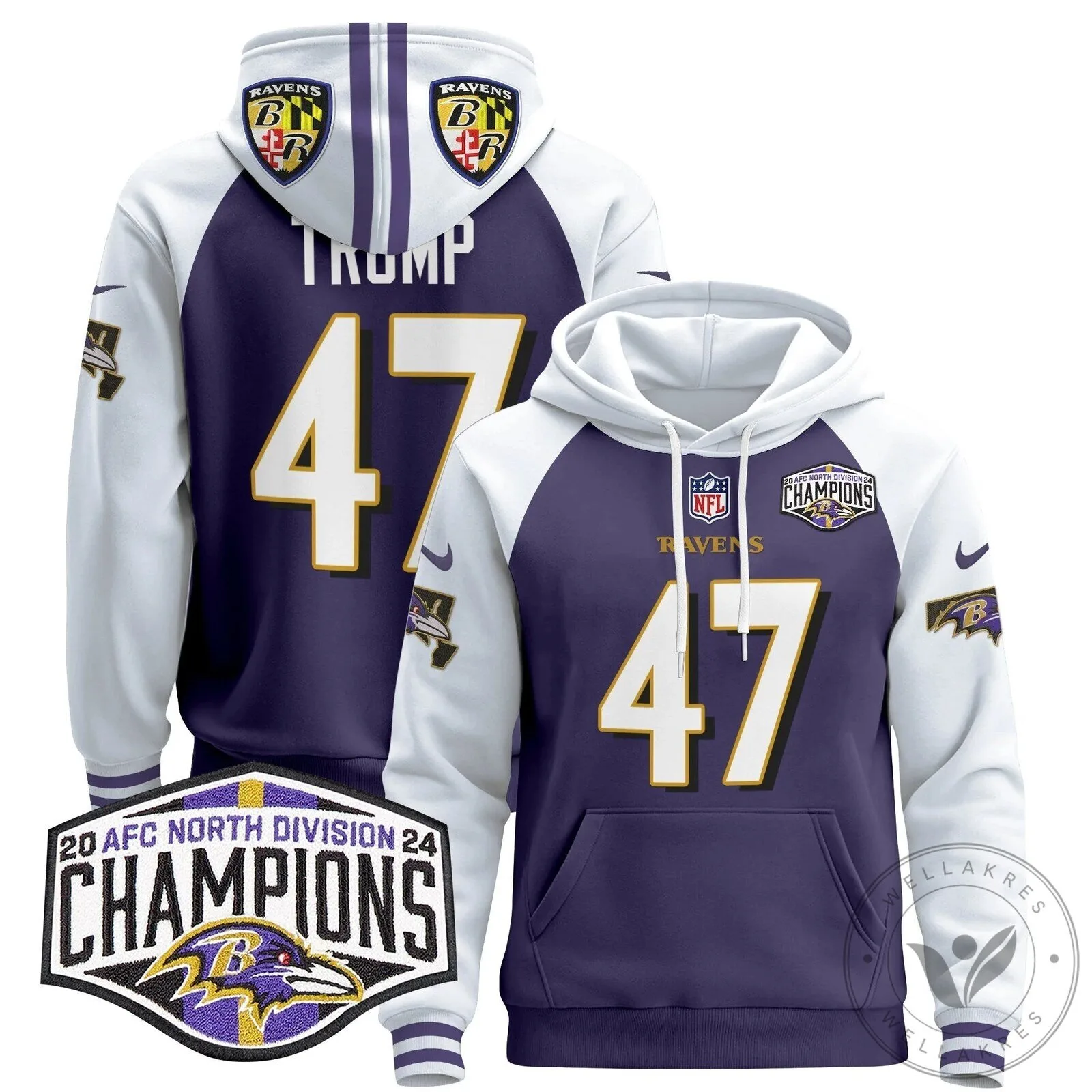 Baltimore Ravens 2024 AFC North Division Champions Henry 22 Hoodie 66 Baltimore Ravens 2024 AFC North Division Champions Henry 22 Hoodie