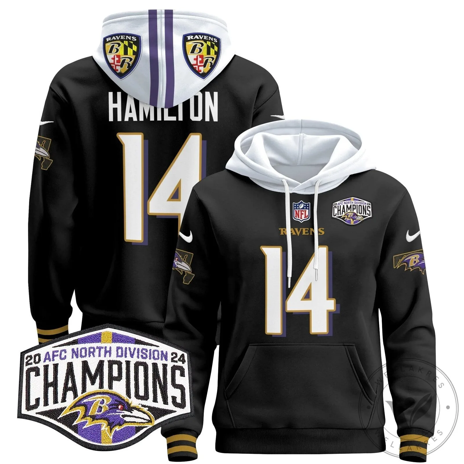 Baltimore Ravens 2024 AFC North Division Champions Henry 22 Hoodie 70 Baltimore Ravens 2024 AFC North Division Champions Henry 22 Hoodie