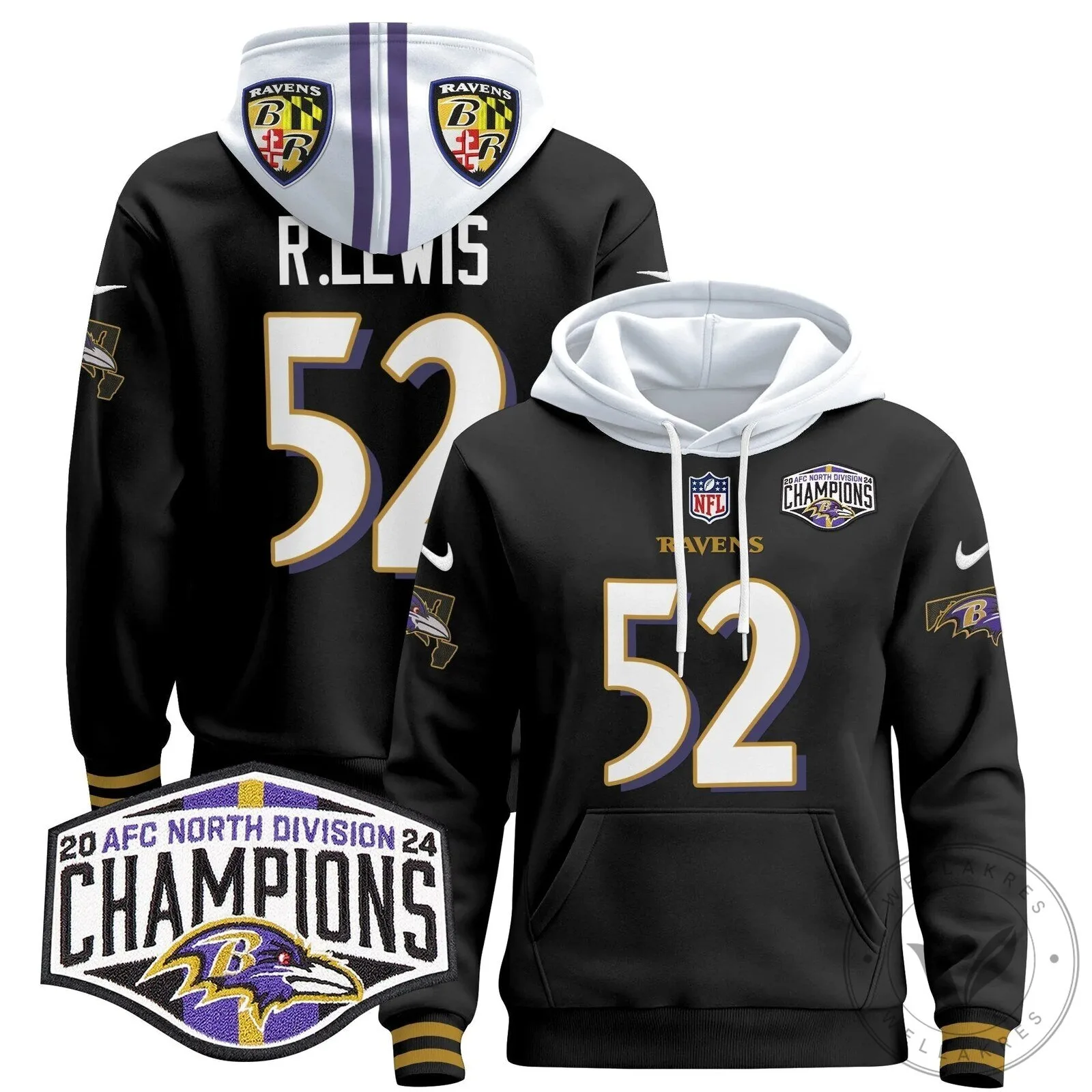 Baltimore Ravens 2024 AFC North Division Champions Henry 22 Hoodie 72 Baltimore Ravens 2024 AFC North Division Champions Henry 22 Hoodie