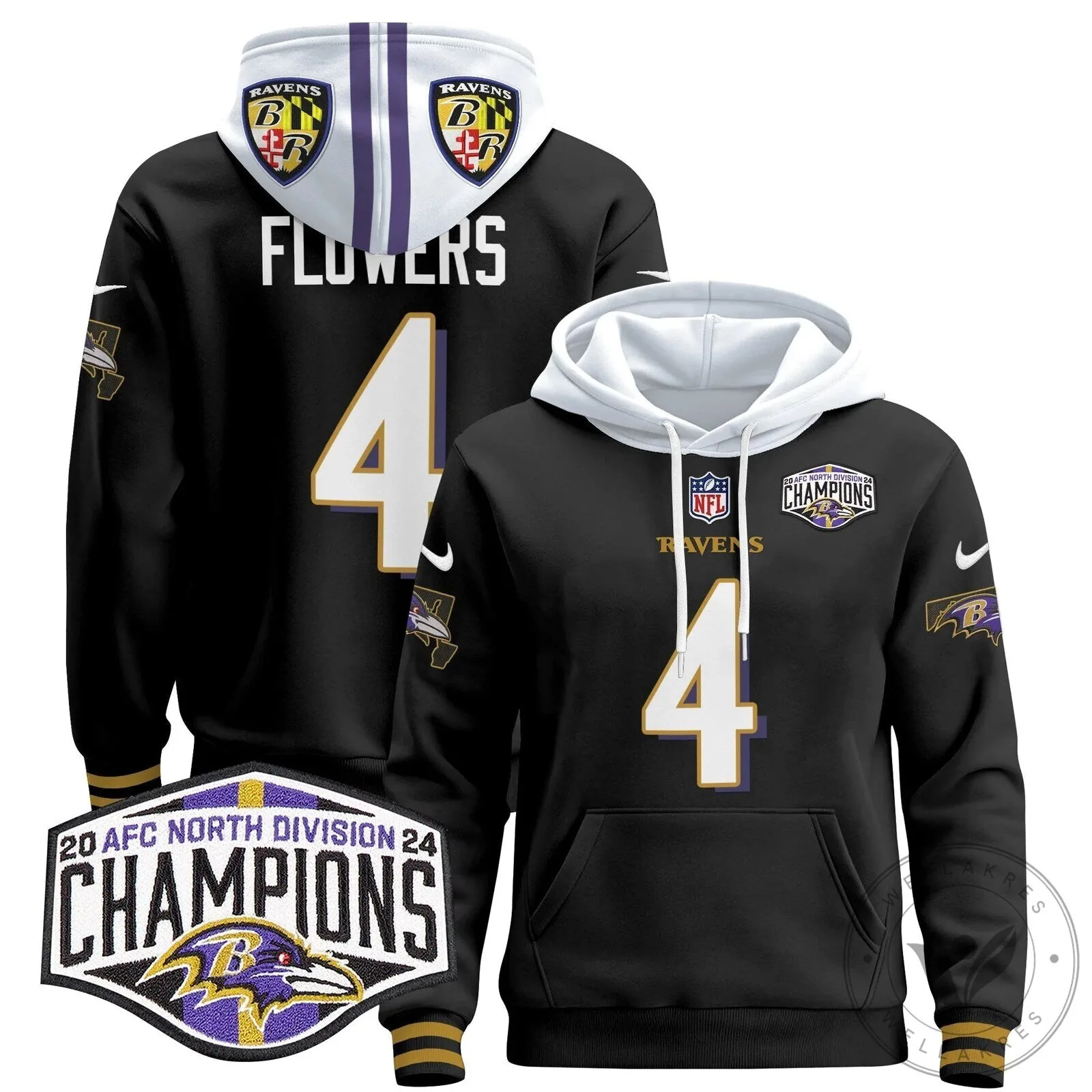 Baltimore Ravens 2024 AFC North Division Champions Henry 22 Hoodie 73 Baltimore Ravens 2024 AFC North Division Champions Henry 22 Hoodie