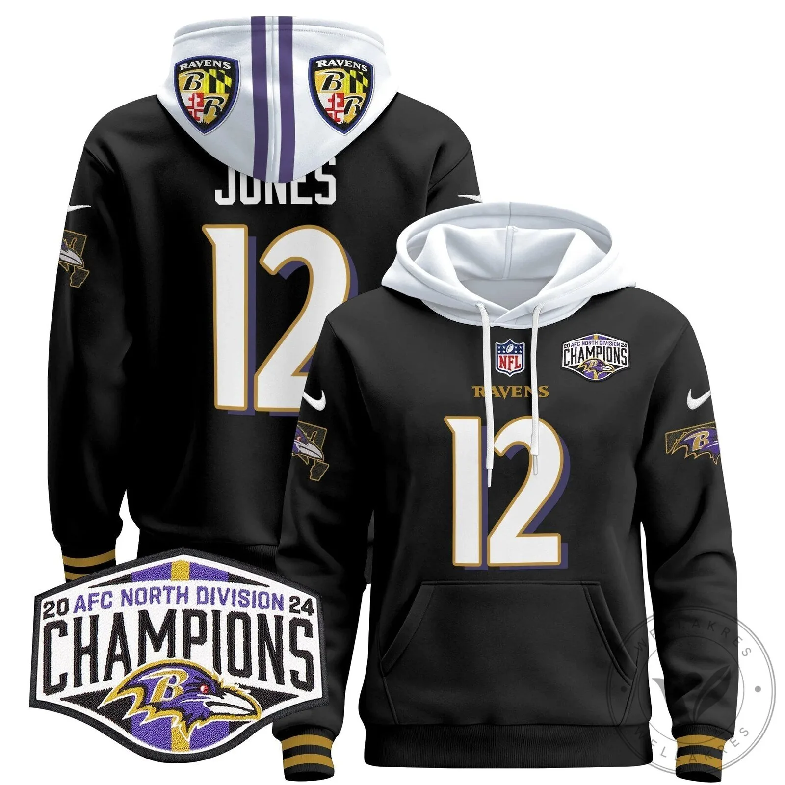 Baltimore Ravens 2024 AFC North Division Champions Henry 22 Hoodie 74 Baltimore Ravens 2024 AFC North Division Champions Henry 22 Hoodie