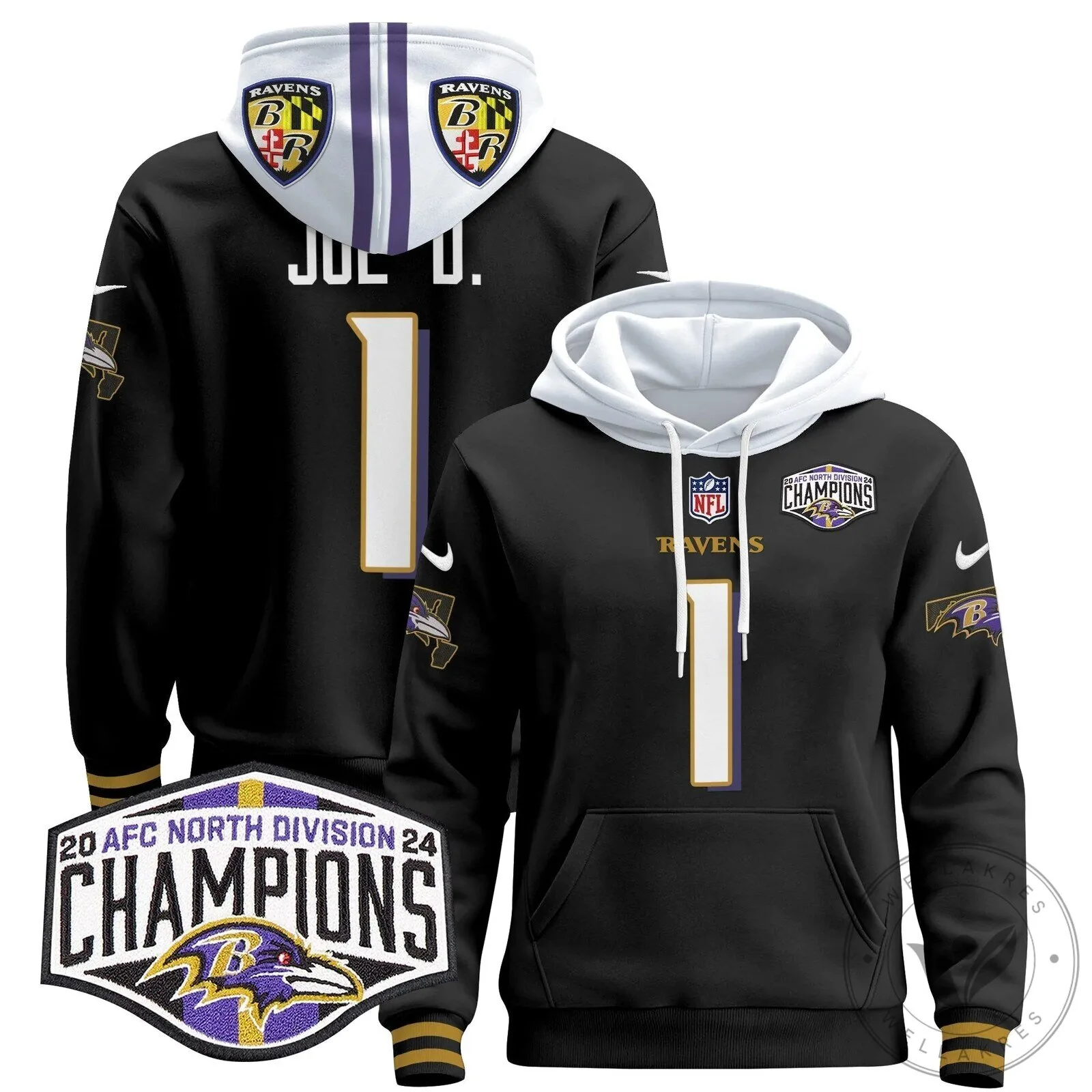 Baltimore Ravens 2024 AFC North Division Champions Henry 22 Hoodie 75 Baltimore Ravens 2024 AFC North Division Champions Henry 22 Hoodie