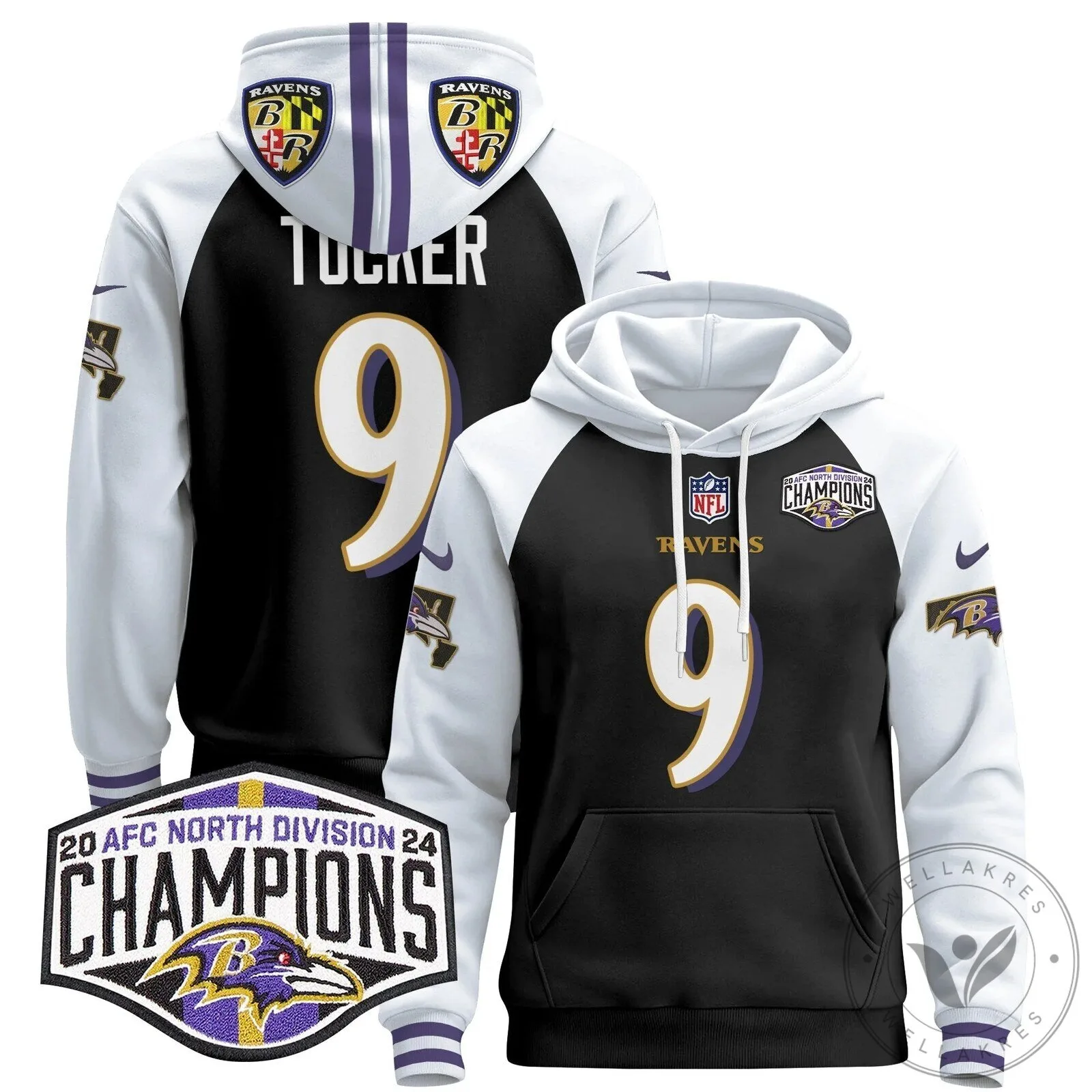 Baltimore Ravens 2024 AFC North Division Champions Henry 22 Hoodie 76 Baltimore Ravens 2024 AFC North Division Champions Henry 22 Hoodie